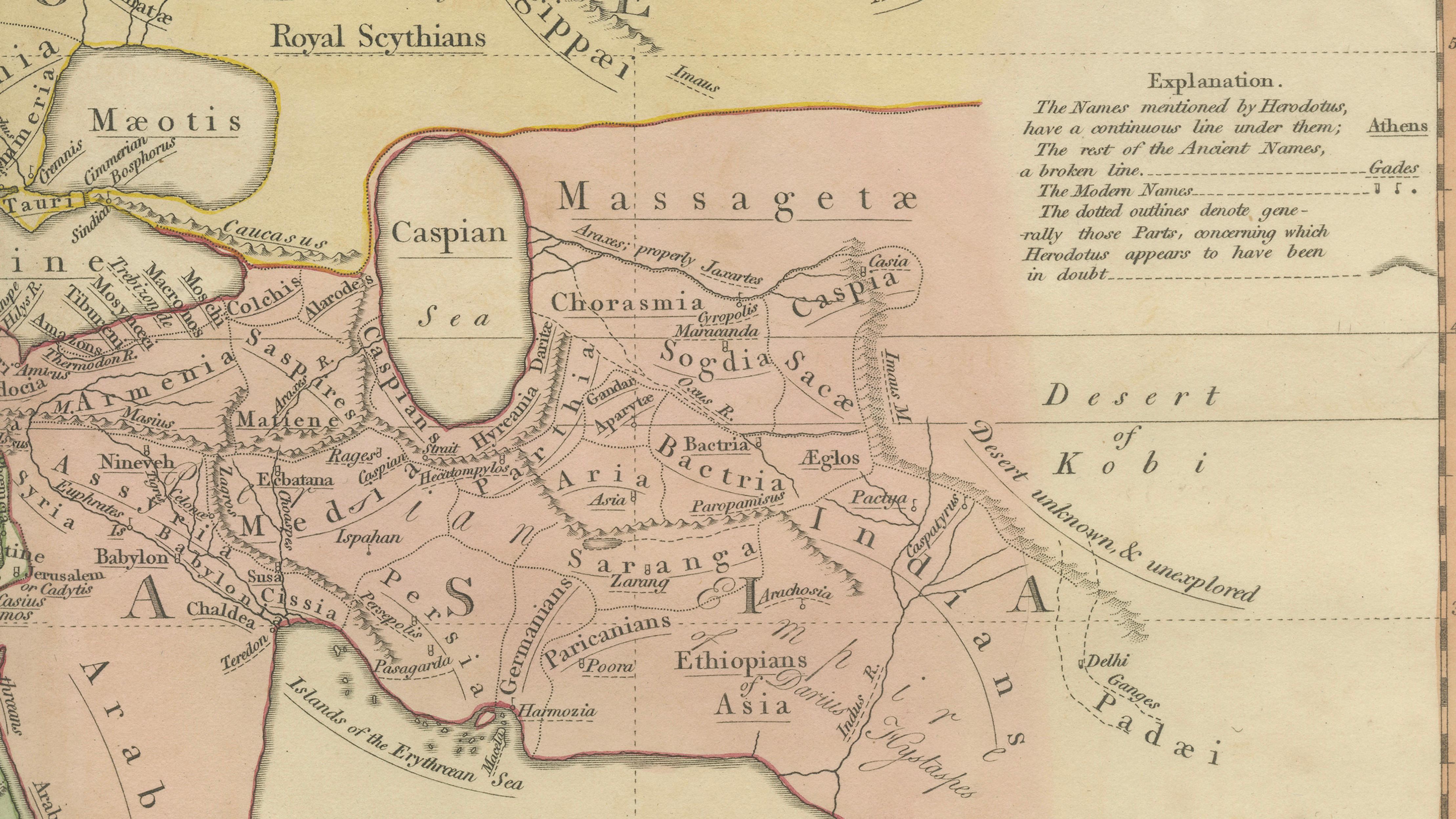 World According to Herodotus – Antique Classical World Map, Wilkinson 1819