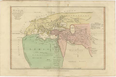 World According to Herodotus – Antique Classical World Map, Wilkinson 1819