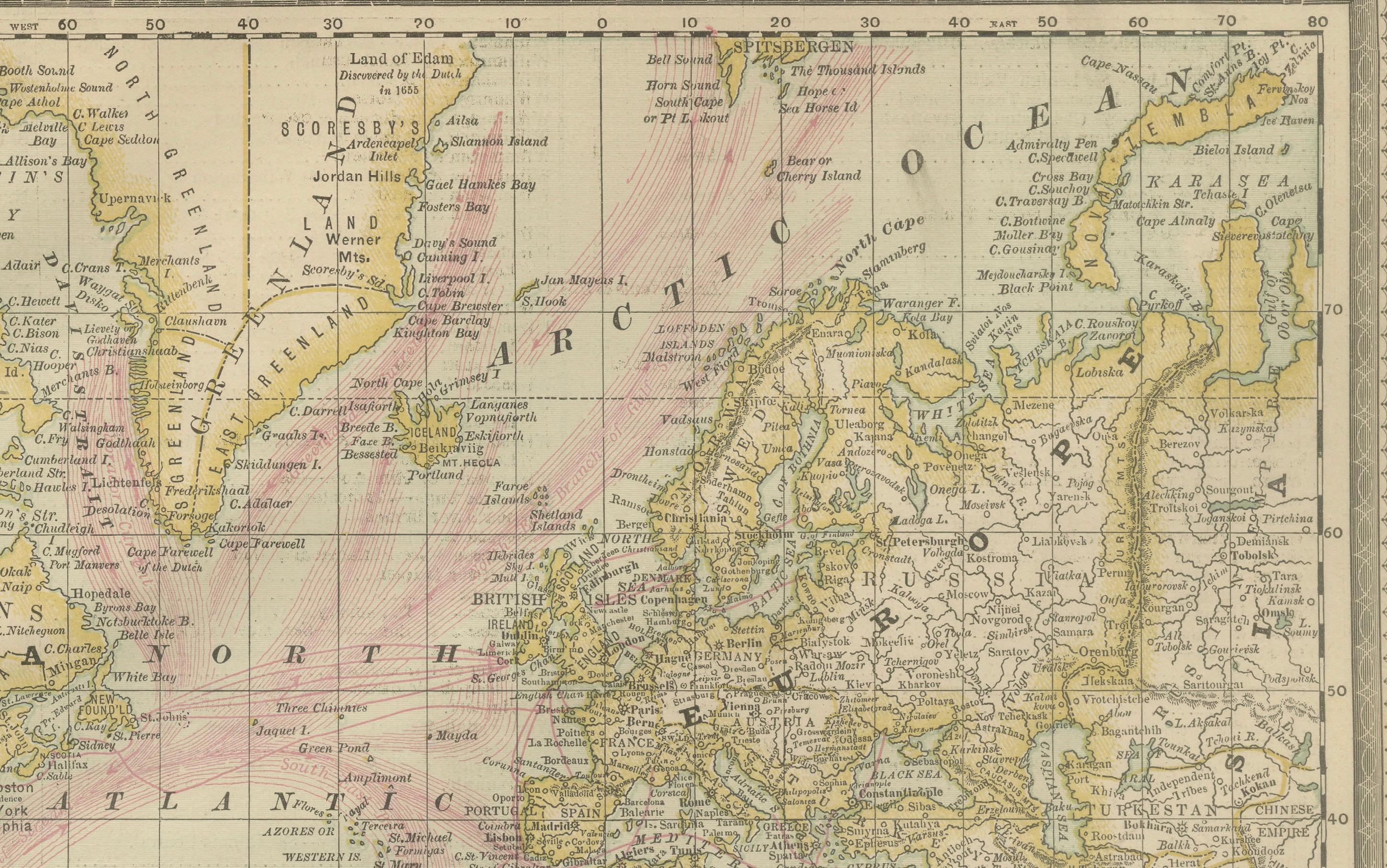 19th Century World Antique Map c.1888 – Rand McNally, Continents & Territories For Sale