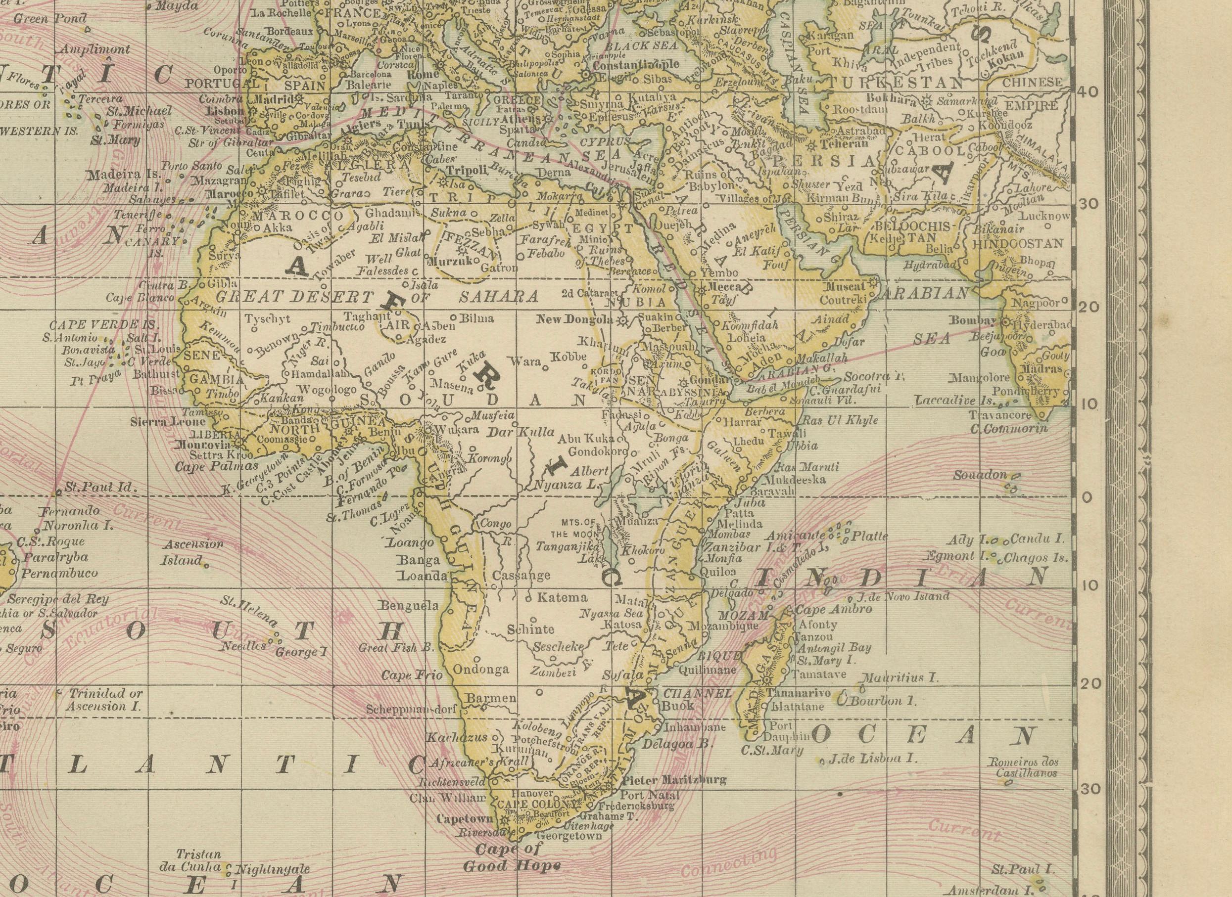 Paper World Antique Map c.1888 – Rand McNally, Continents & Territories For Sale