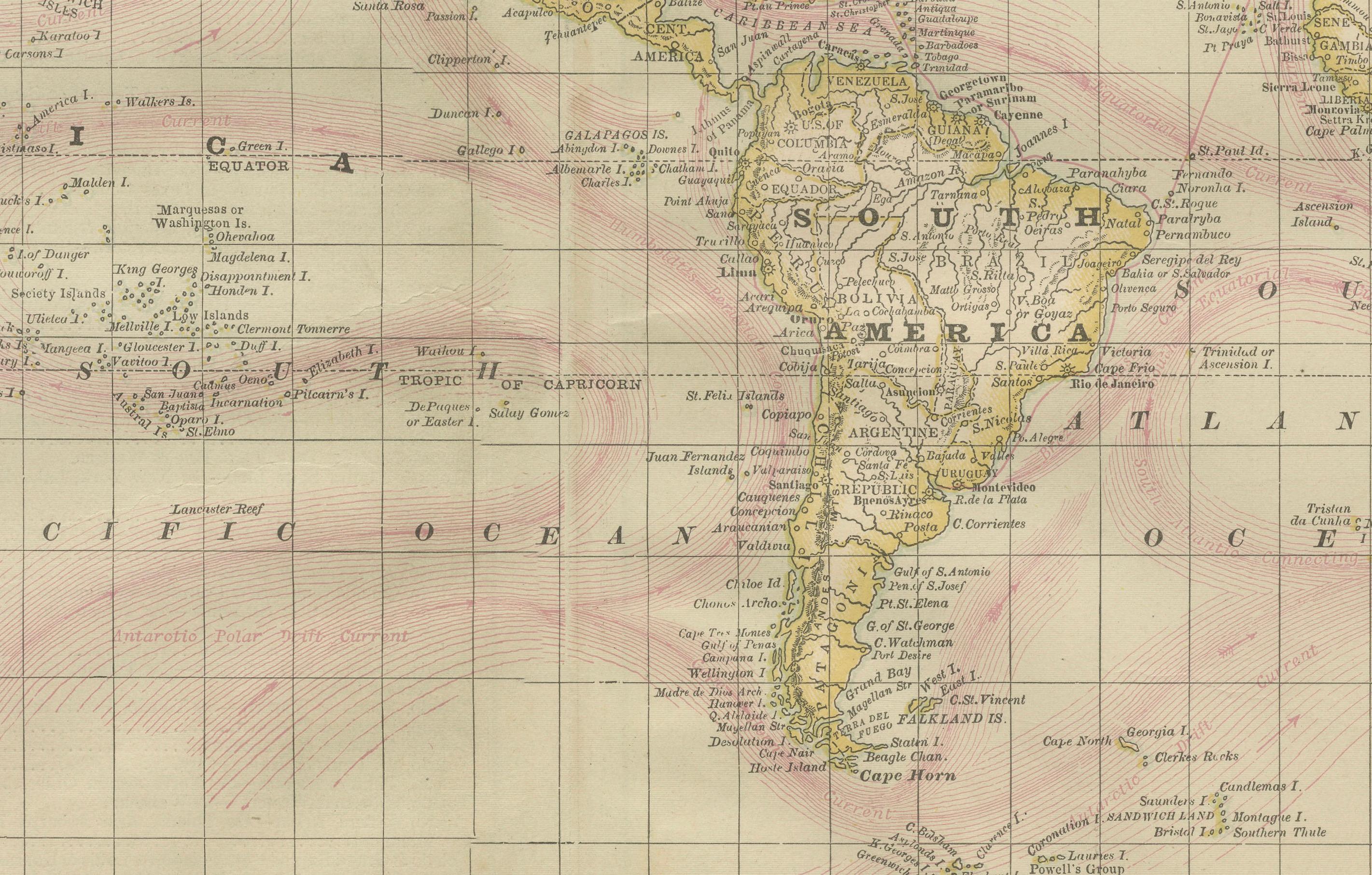 World Antique Map c.1888 – Rand McNally, Continents & Territories For Sale 1