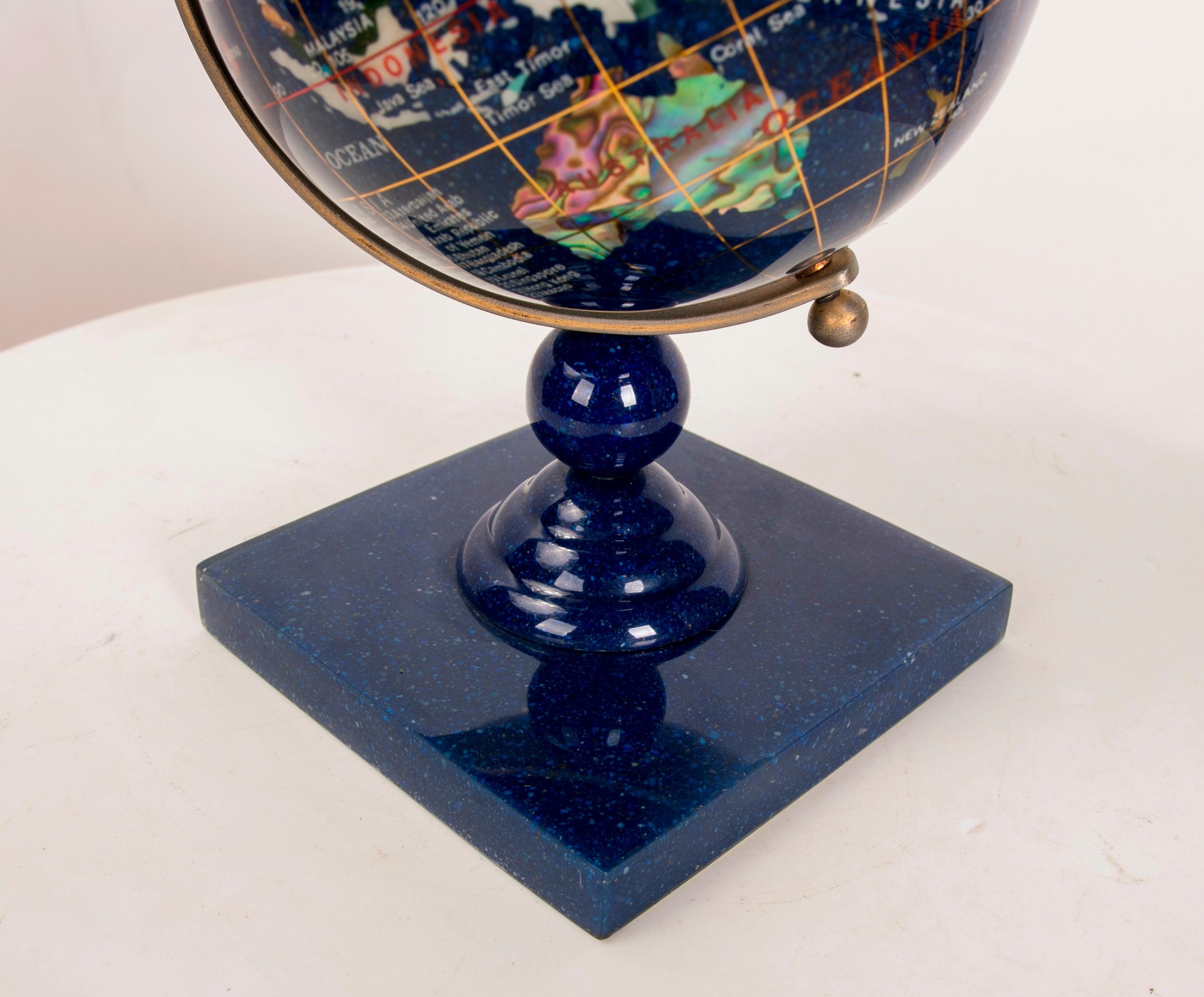 20th Century World Ball Sculpture Made of Hand-Carved Stones on a Base For Sale