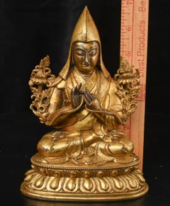 World-Class 18thC Tibetan Bronze Monk — Finest Quality