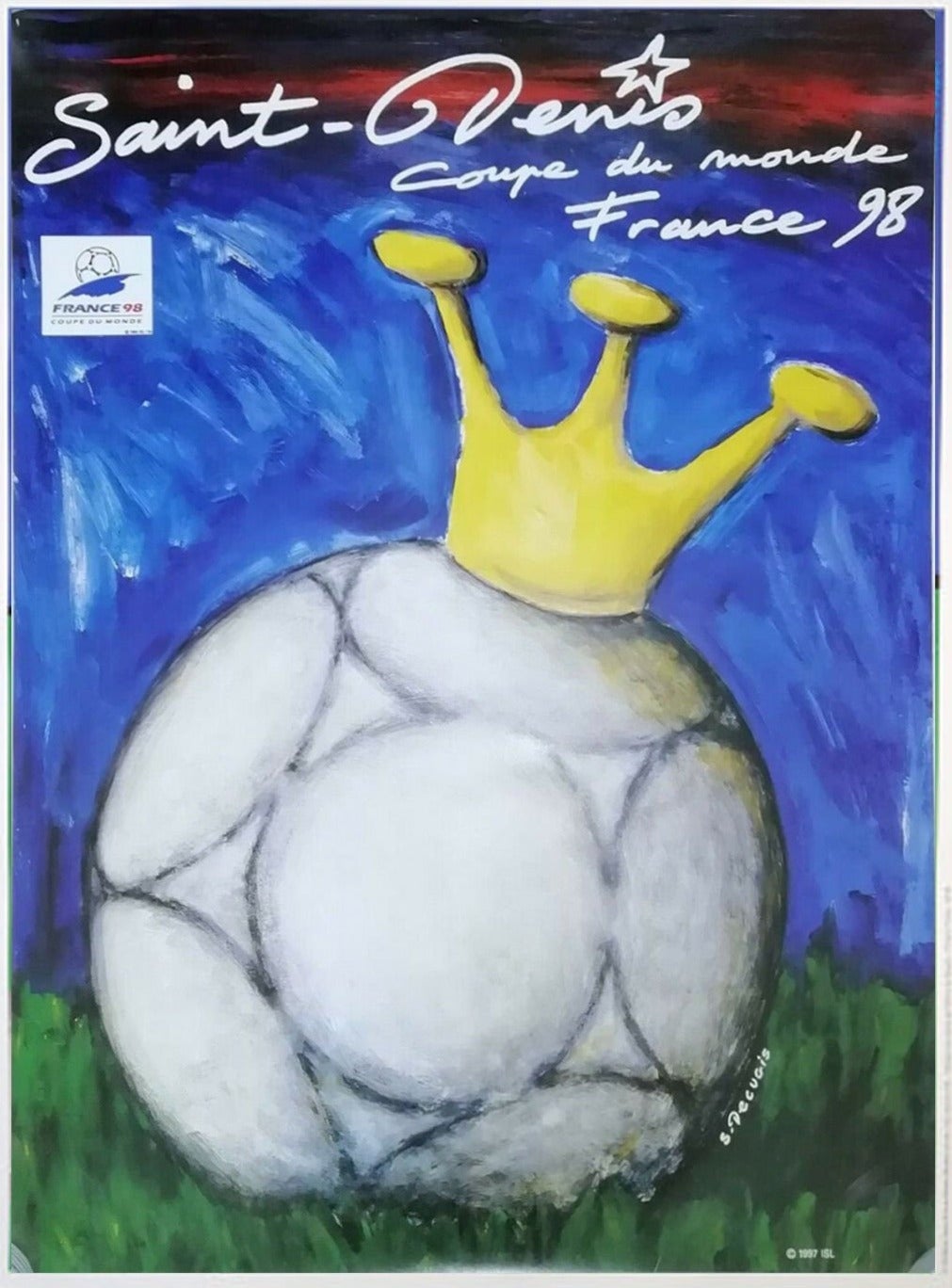 Originalplakat zur Fußball-WM 1998 in Frankreich, Saint-Denis, von S. Decugis