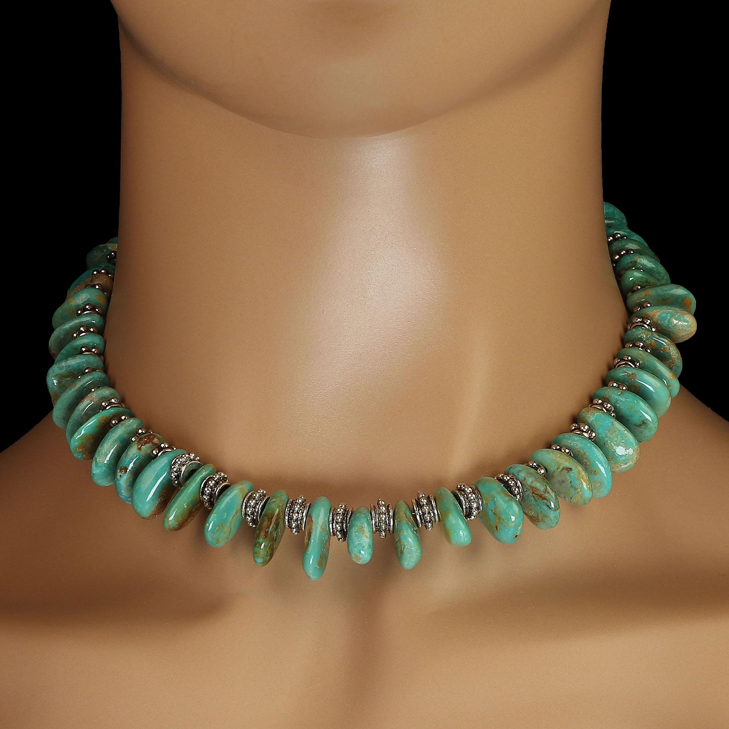 AJD 19 Inch World Famous Elisa Turquoise Choker Necklace In New Condition In Raleigh, NC