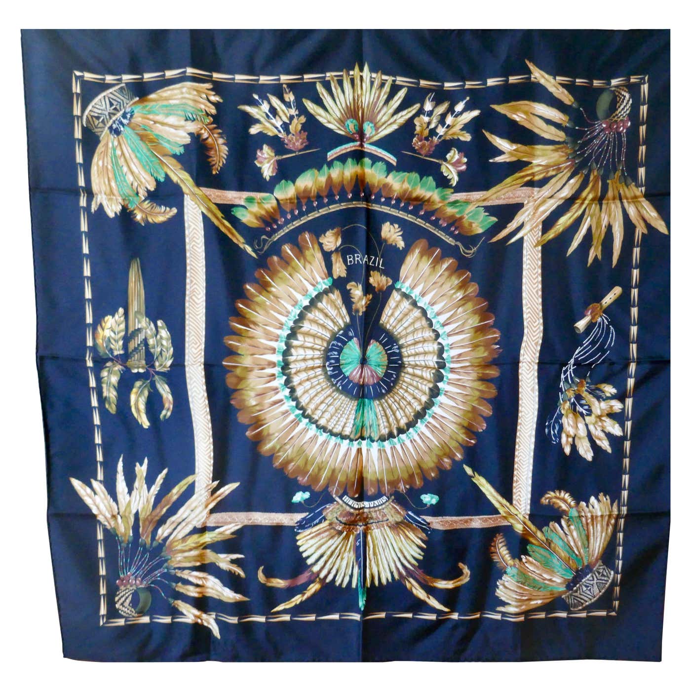 World Famous Hermes Silk Scarf “Brazil” by Laurence Bourthoumieux, 2001 ...
