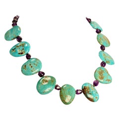 World Famous Kingman Turquoise and Amethyst Necklace