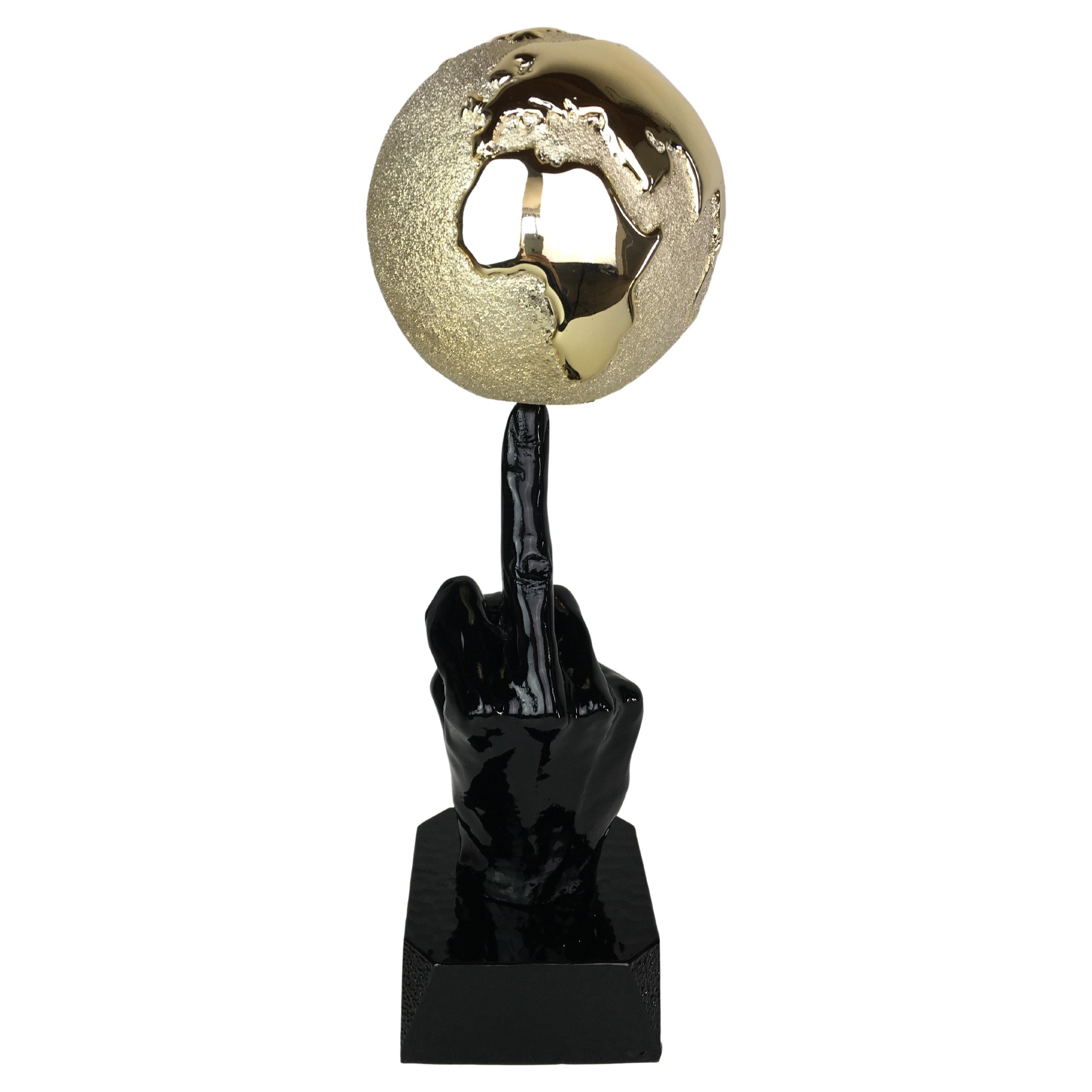 "World Freedom and Peace", Black, 2021, Sculpture with Marble Powder and Resin For Sale