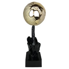 Vintage "World Freedom and Peace", Black, 2021, Sculpture with Marble Powder and Resin