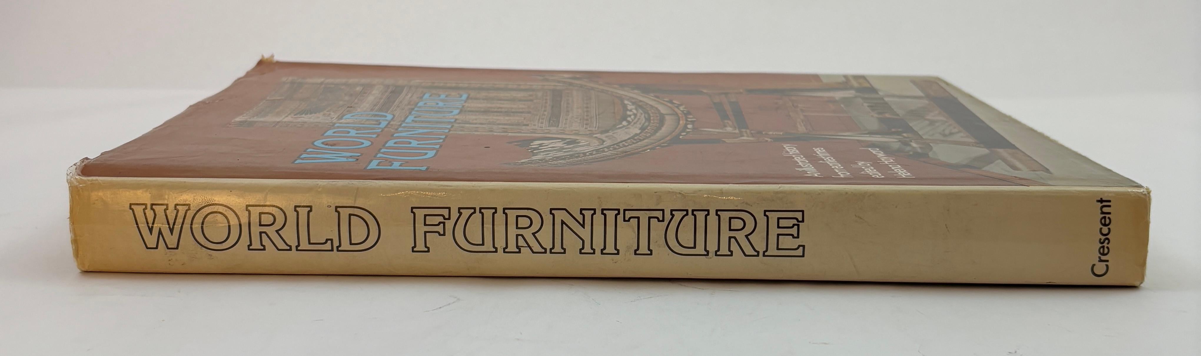 
World Furniture; an Illustrated History Hardcover by Helena Hayward 1981.
A very large heavy volume designed to provide an illustrated history of furniture throughout the world, from the furniture in the tombs of the Pharaohs, through the