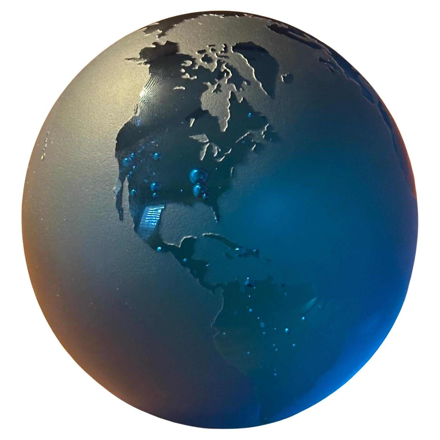 World Globe Art Glass Paperweight by Steven Correia For Sale 9