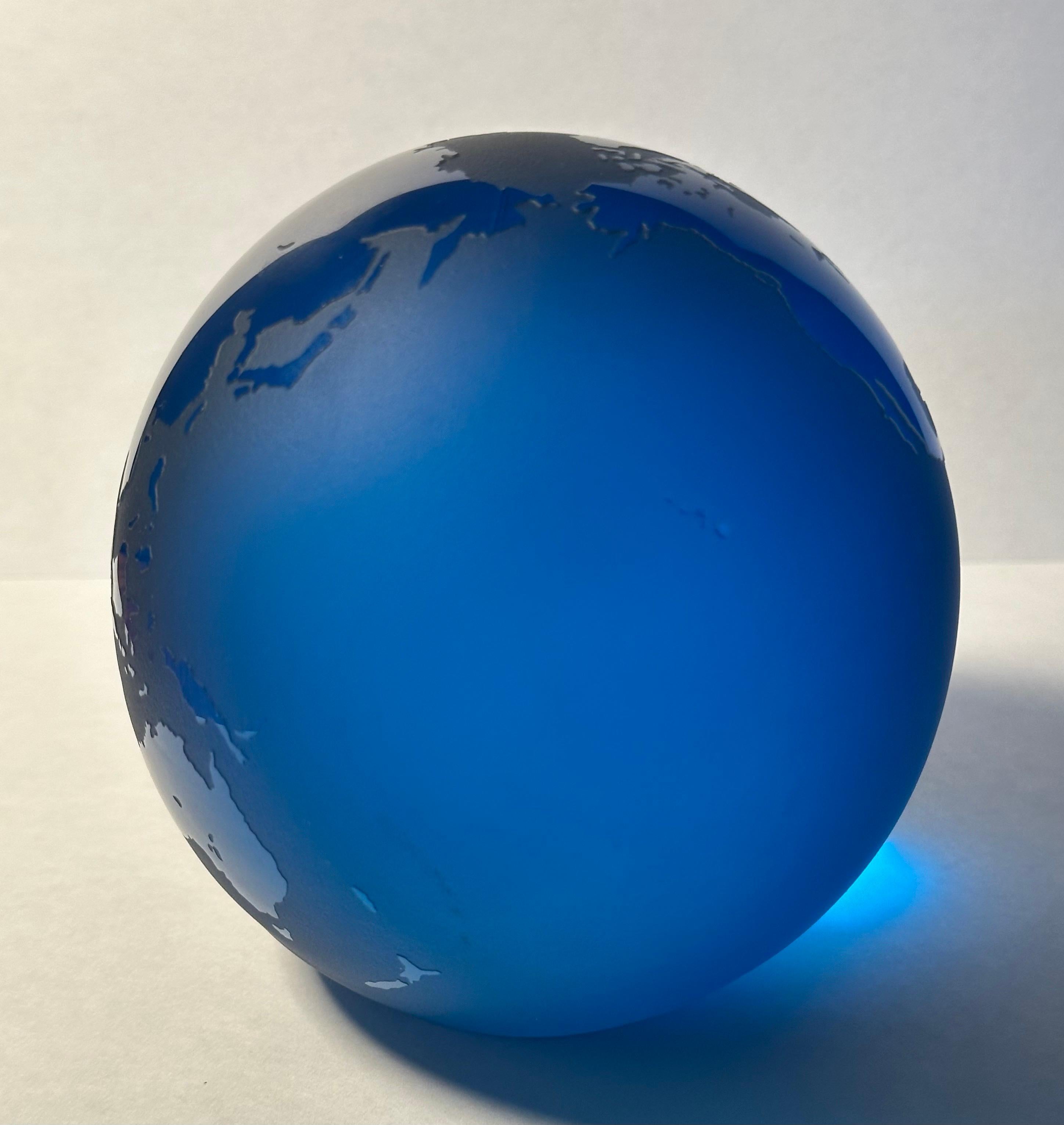 20th Century World Globe Art Glass Paperweight by Steven Correia For Sale