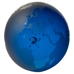 Used World Globe Art Glass Paperweight by Steven Correia