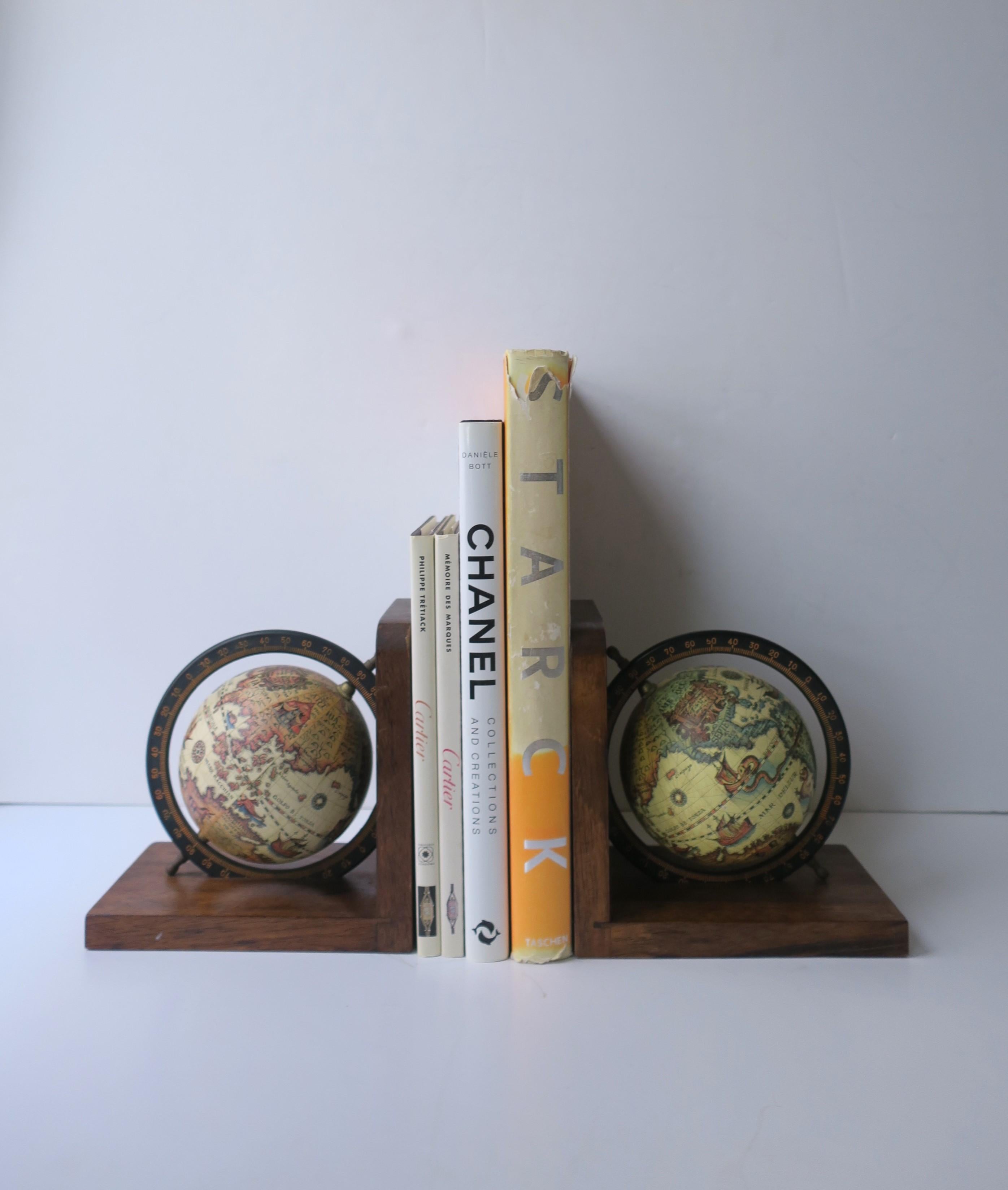 Mid-Century Modern World Globe Bookends