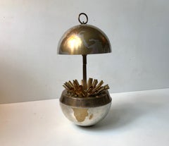 World Globe Cigarette Dispenser in Brass and White Metal, Germany, 1950s
