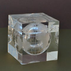 World Globe Ice Bucket Acrylic Cube by Alessandro Albrizzi, Italy, 1960's