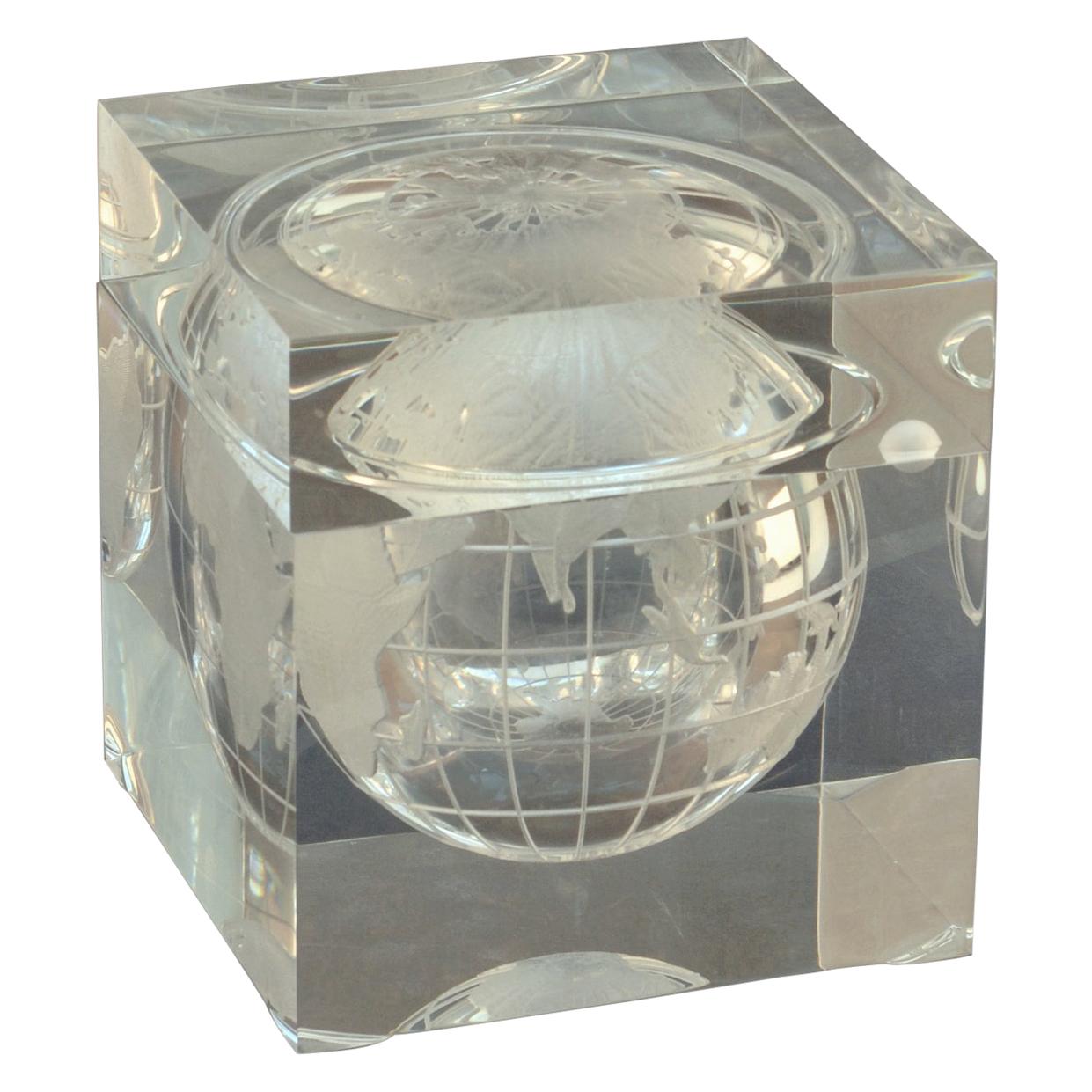 Globo terráqueo Cubo de hielo acrílico de Alessandro Albrizzi, Italia, años 60