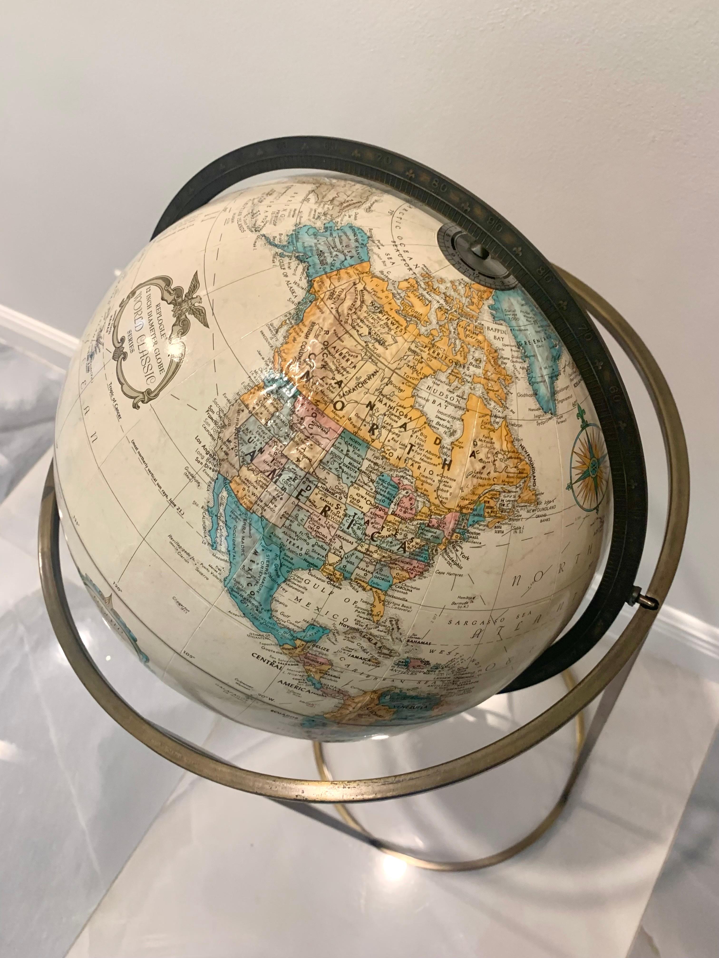 Mid-Century Modern World Globe in the Style of Paul McCobb