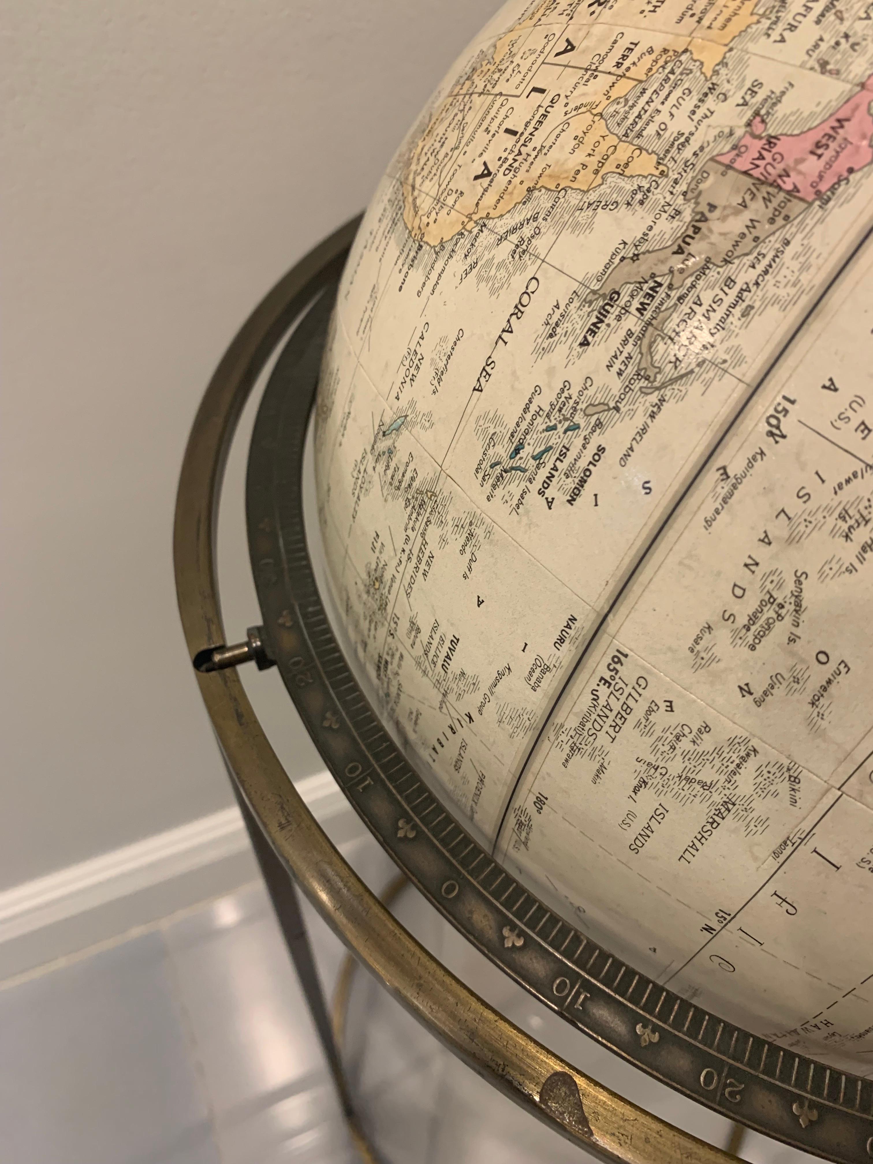 20th Century World Globe in the Style of Paul McCobb