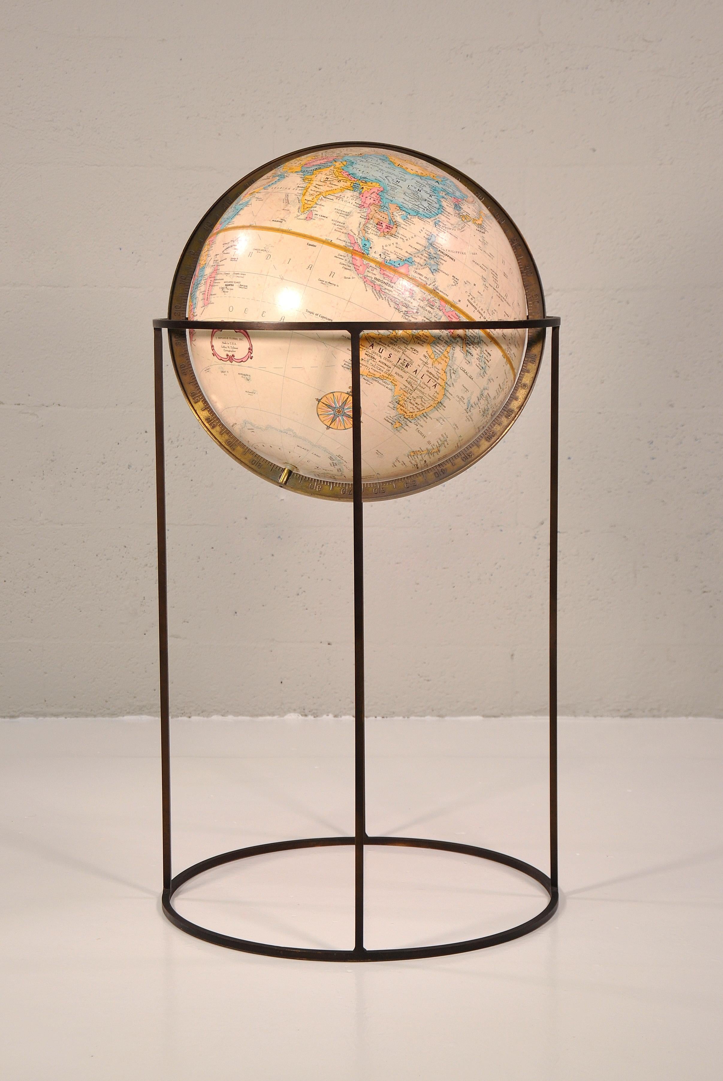 Metal World Globe in the Style of Paul McCobb