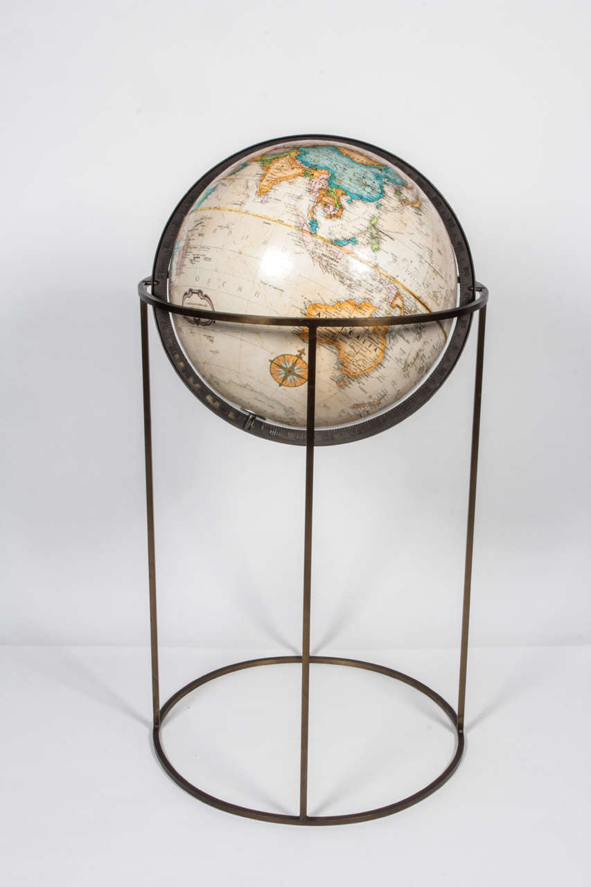 Late 20th Century World Globe in the Style of Paul McCobb