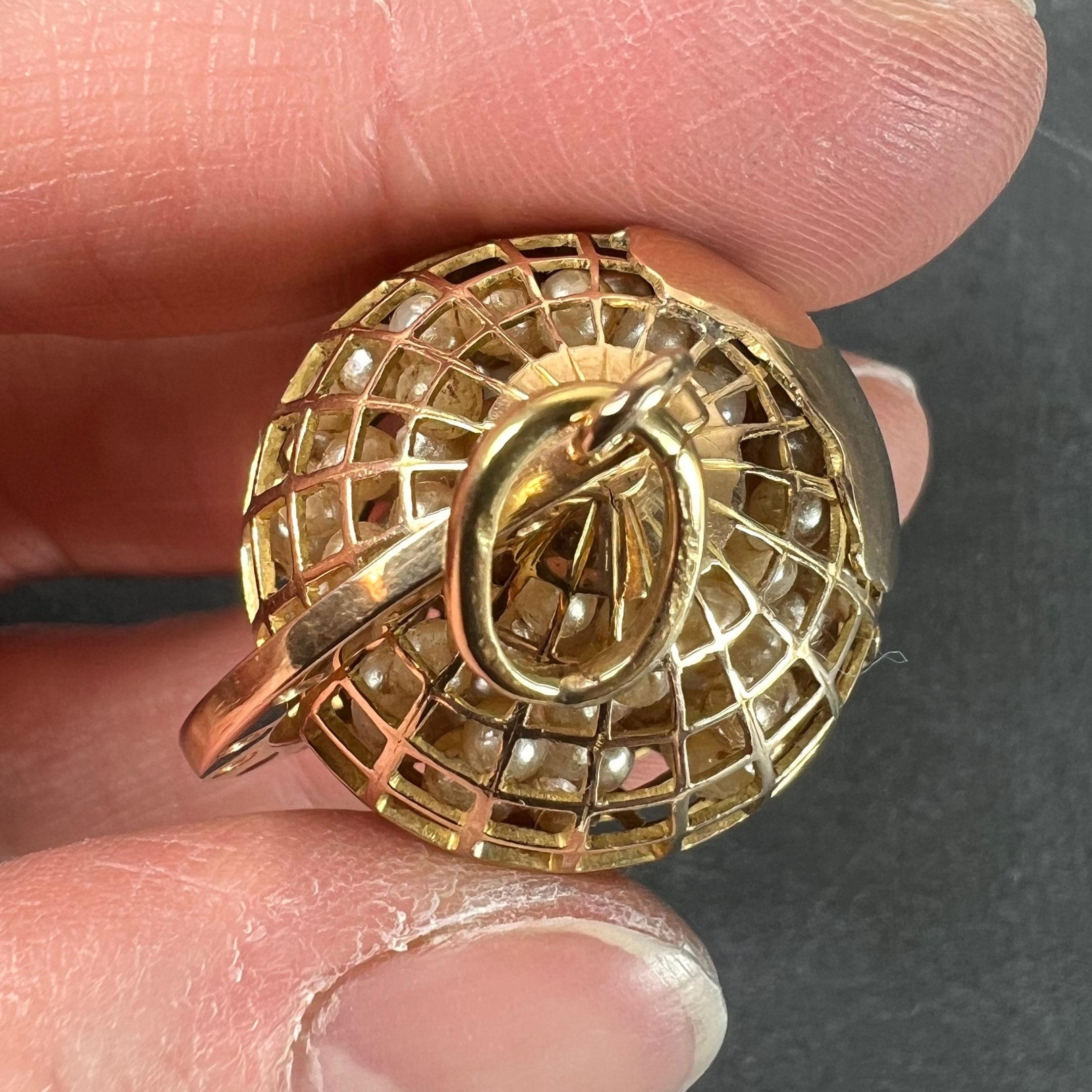 World Globe Italy, pendentif breloque imitiation en or jaune 18 carats avec perles en vente 9