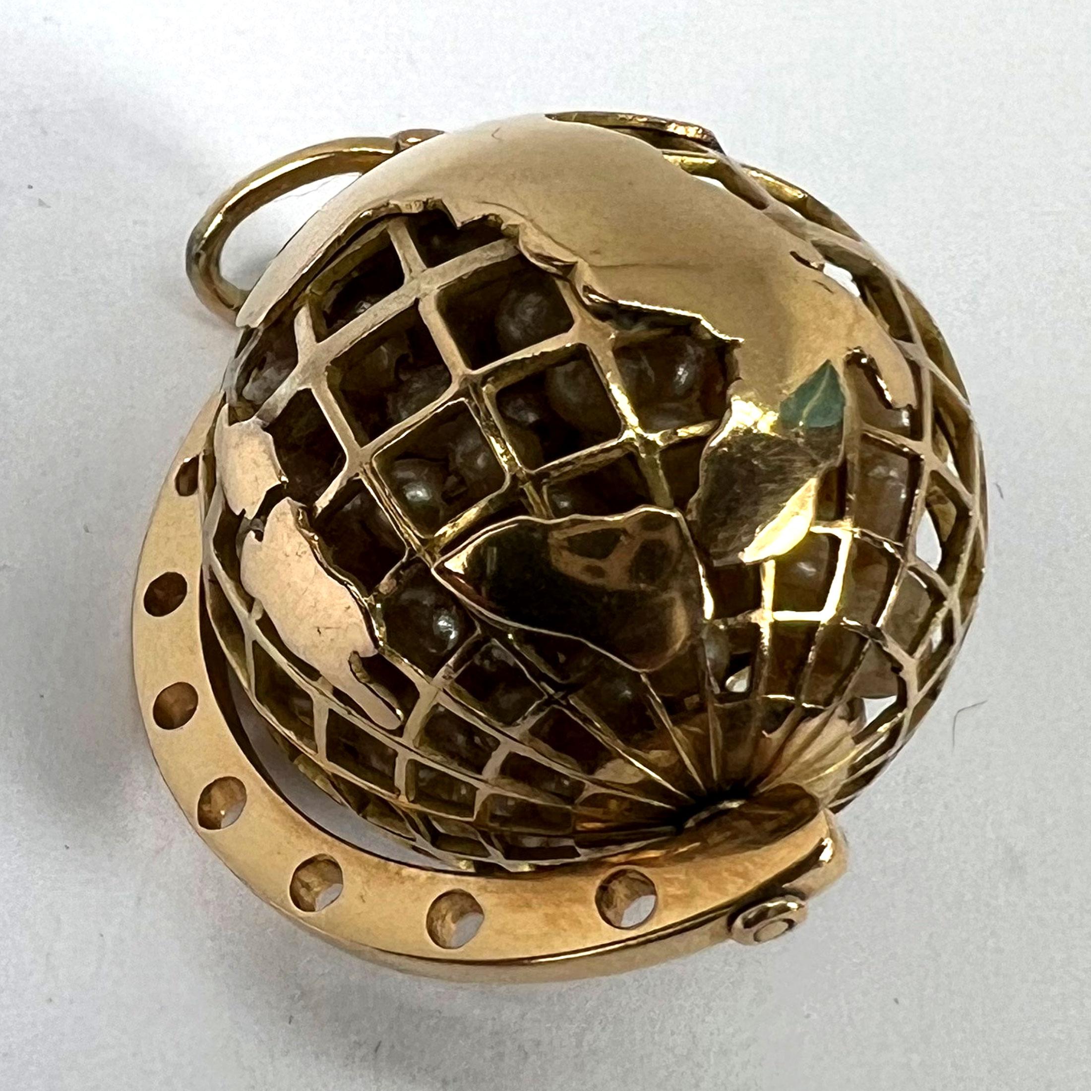 World Globe Italy, pendentif breloque imitiation en or jaune 18 carats avec perles en vente 15