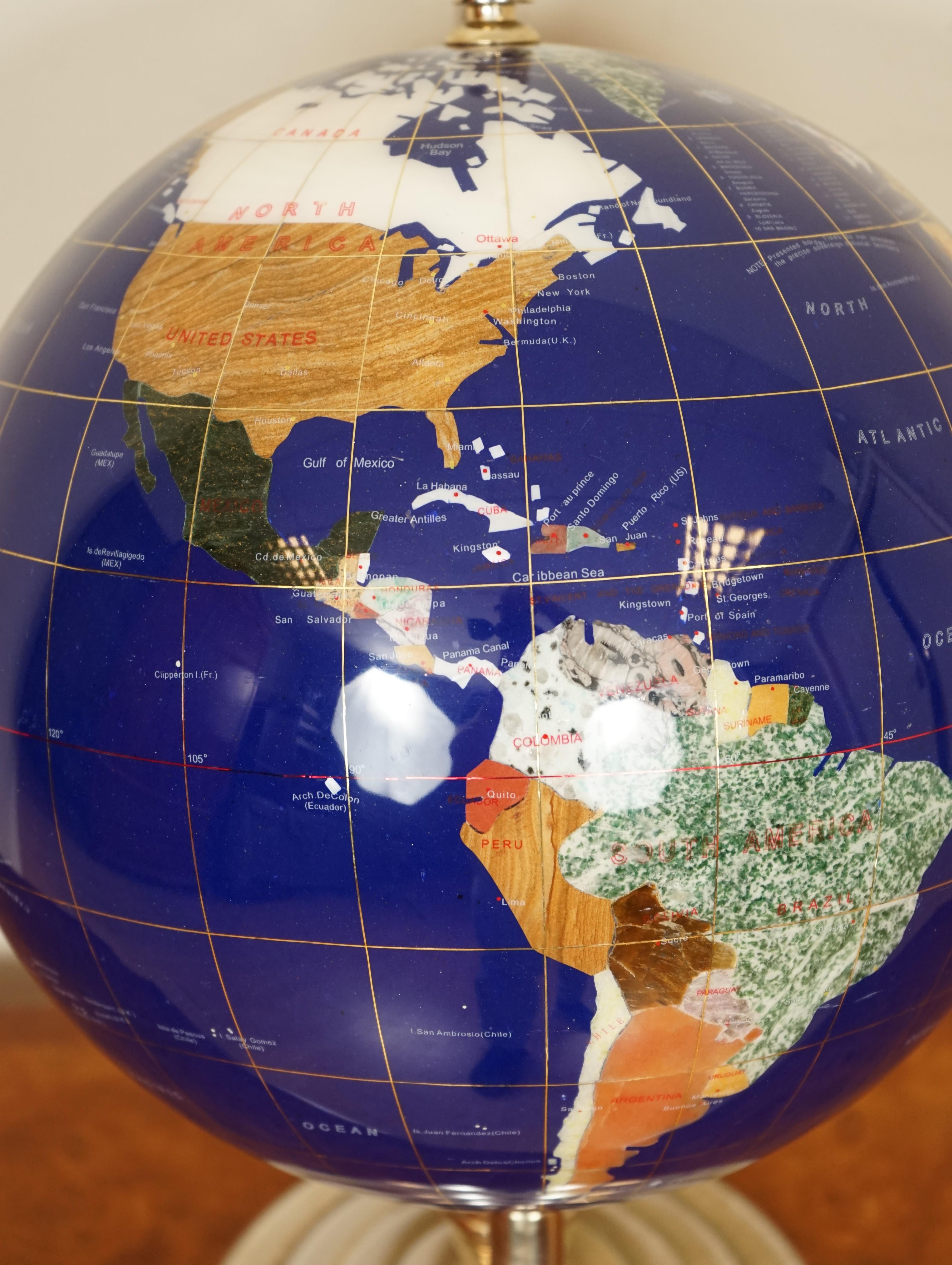 World Globe Made of Precious Gemstones with Brass Stand, 7kg 1