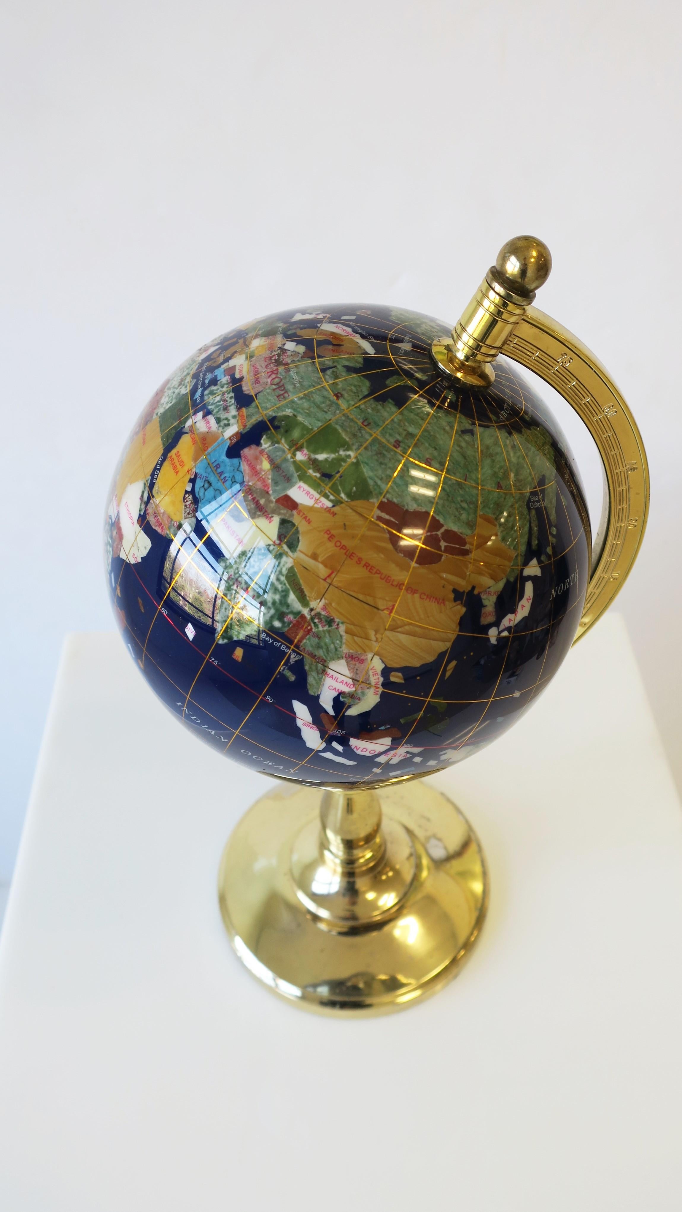 Welt Globus aus Marmor und Onyx 7
