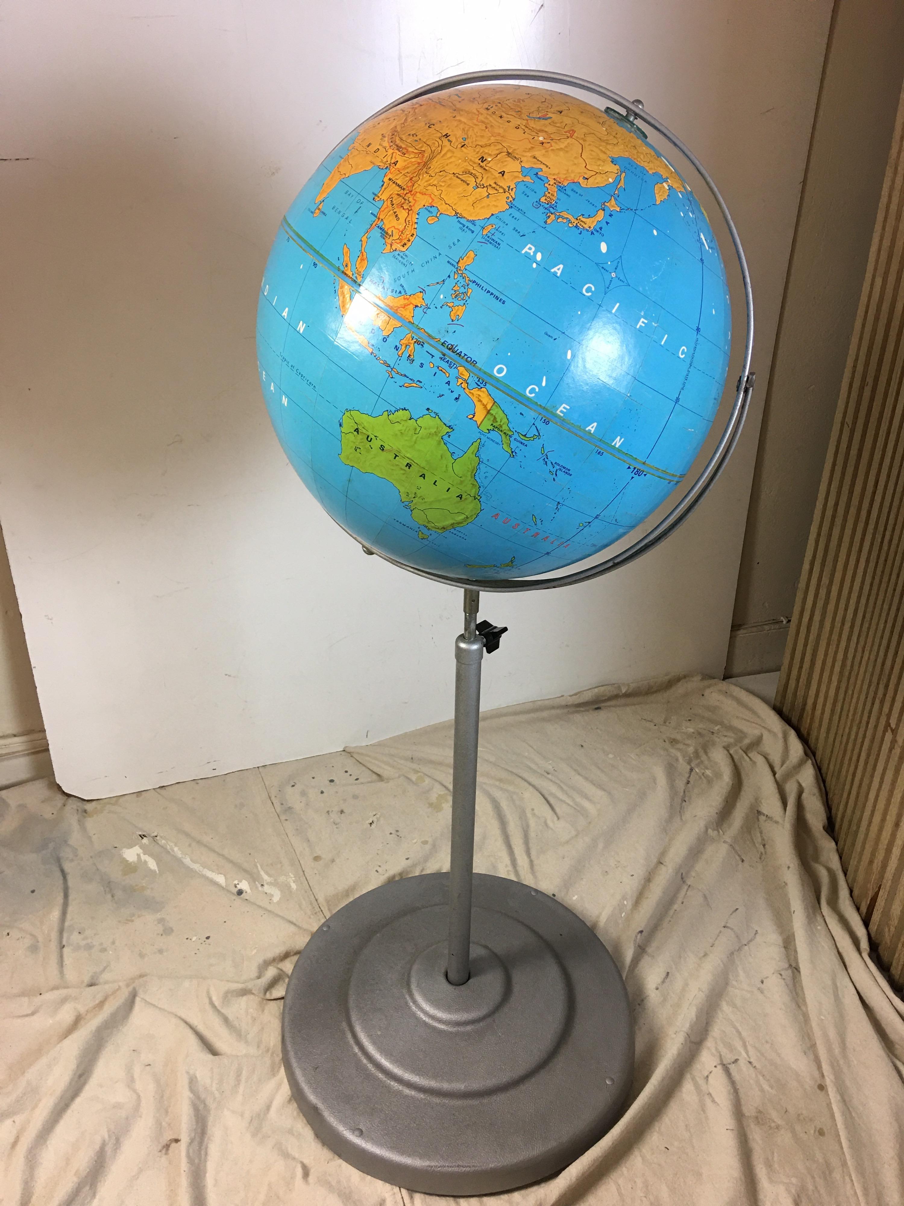 World globe on stand with wheels. Adjusts from 44