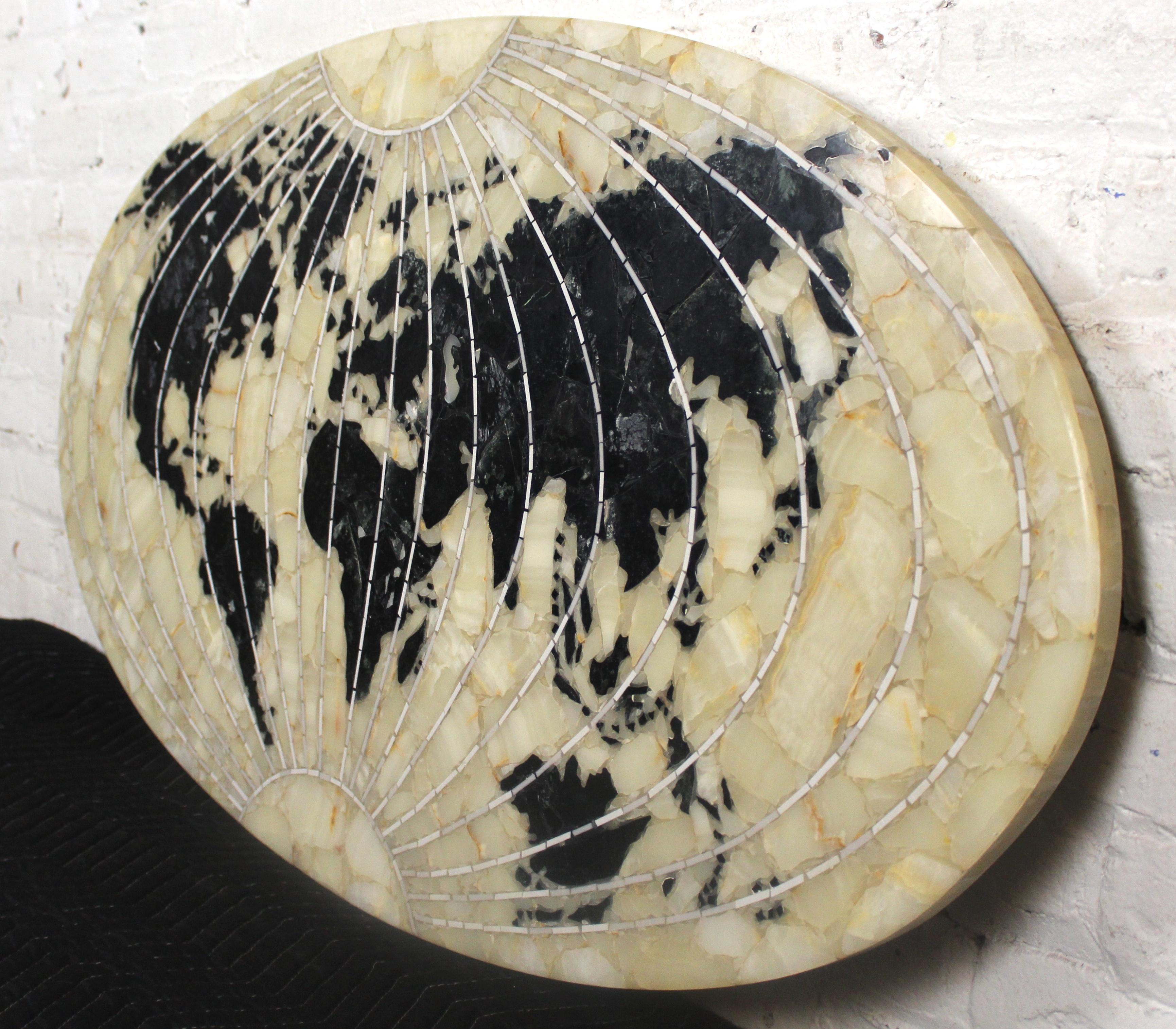 'World Globe' Stone Wall Sculpture For Sale 4
