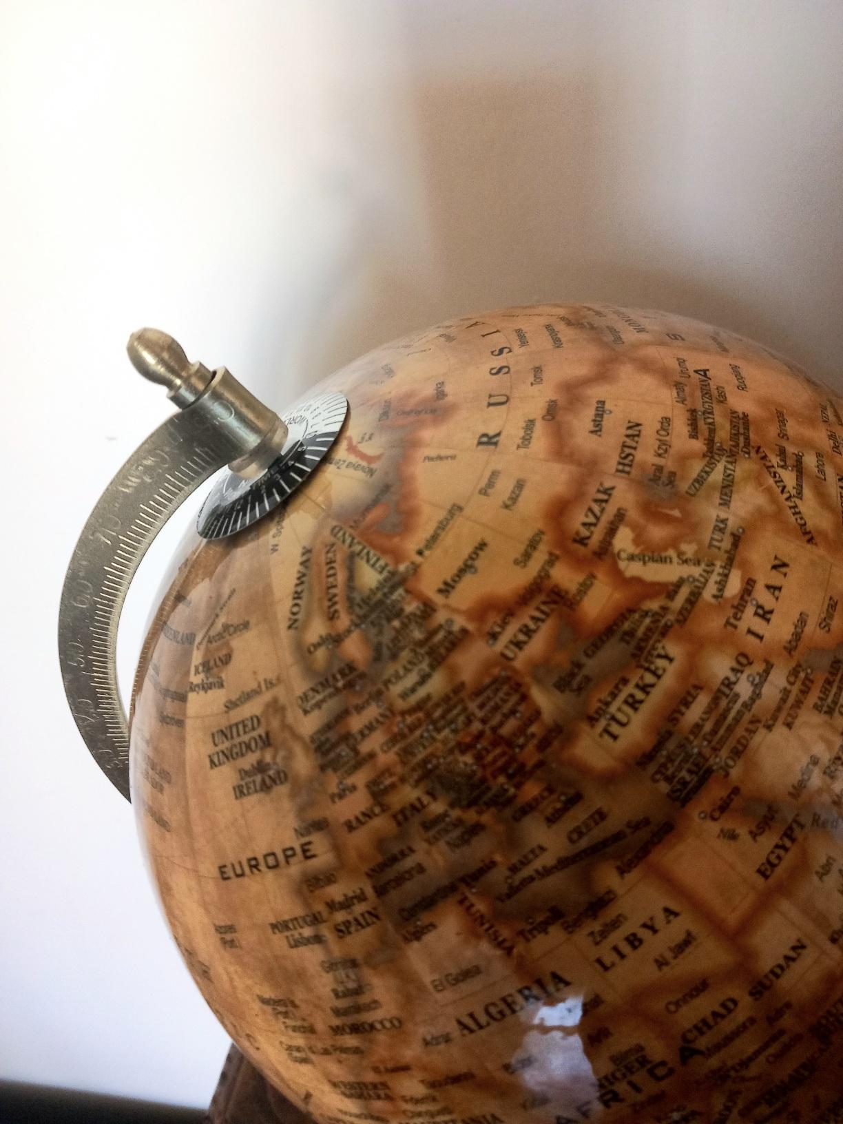 Other World Globe With Wooden Foot, and Brass 20th Century For Sale
