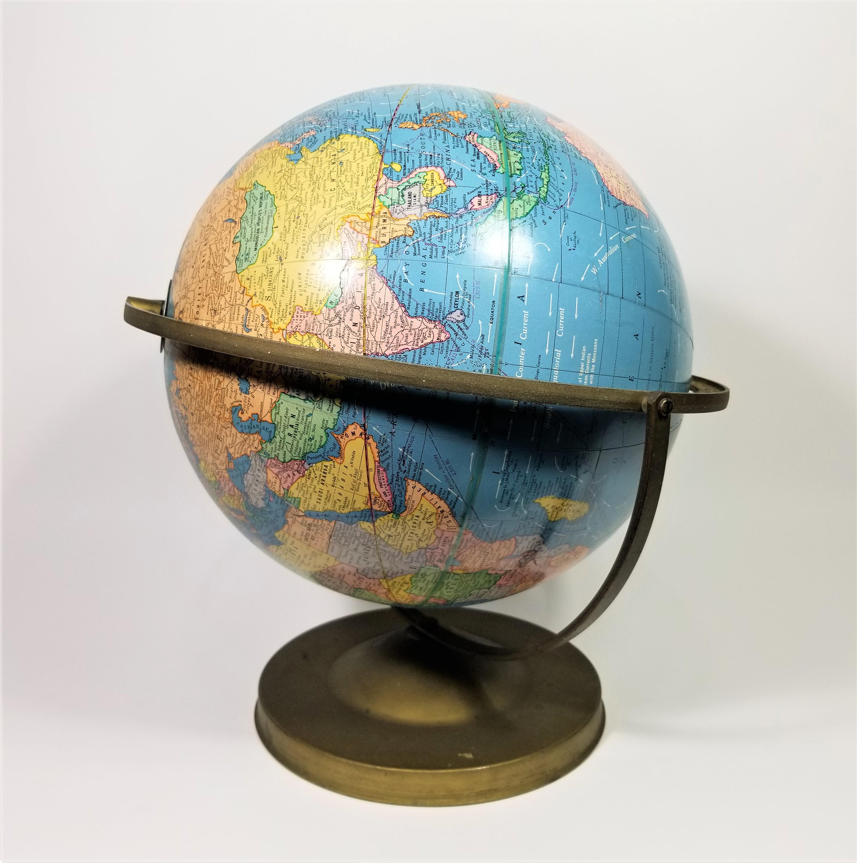 World Globe Cram's Imperial Circa 1950 12 inch For Sale 2
