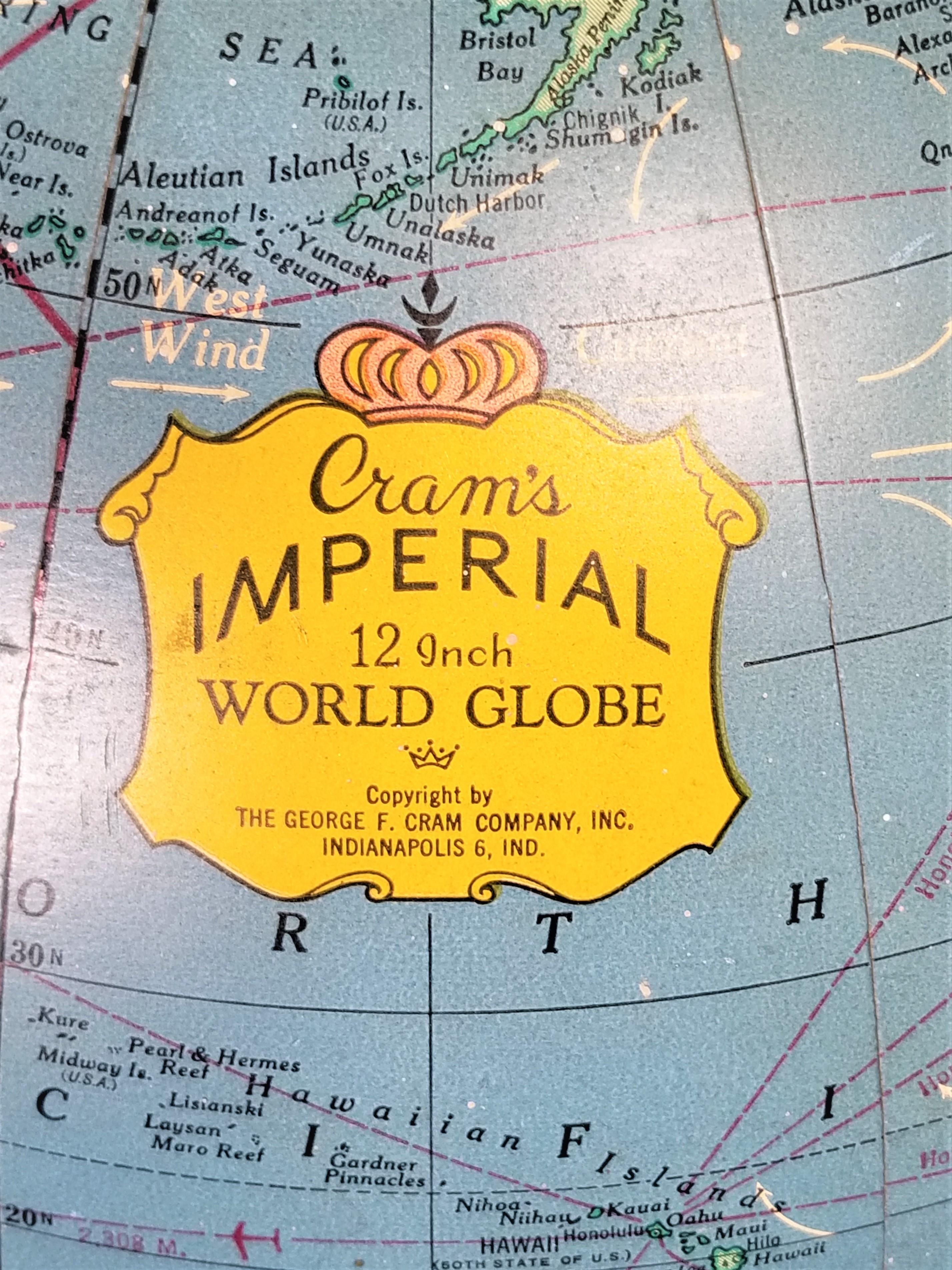 World Globe Cram's Imperial Circa 1950 12 inch For Sale 11