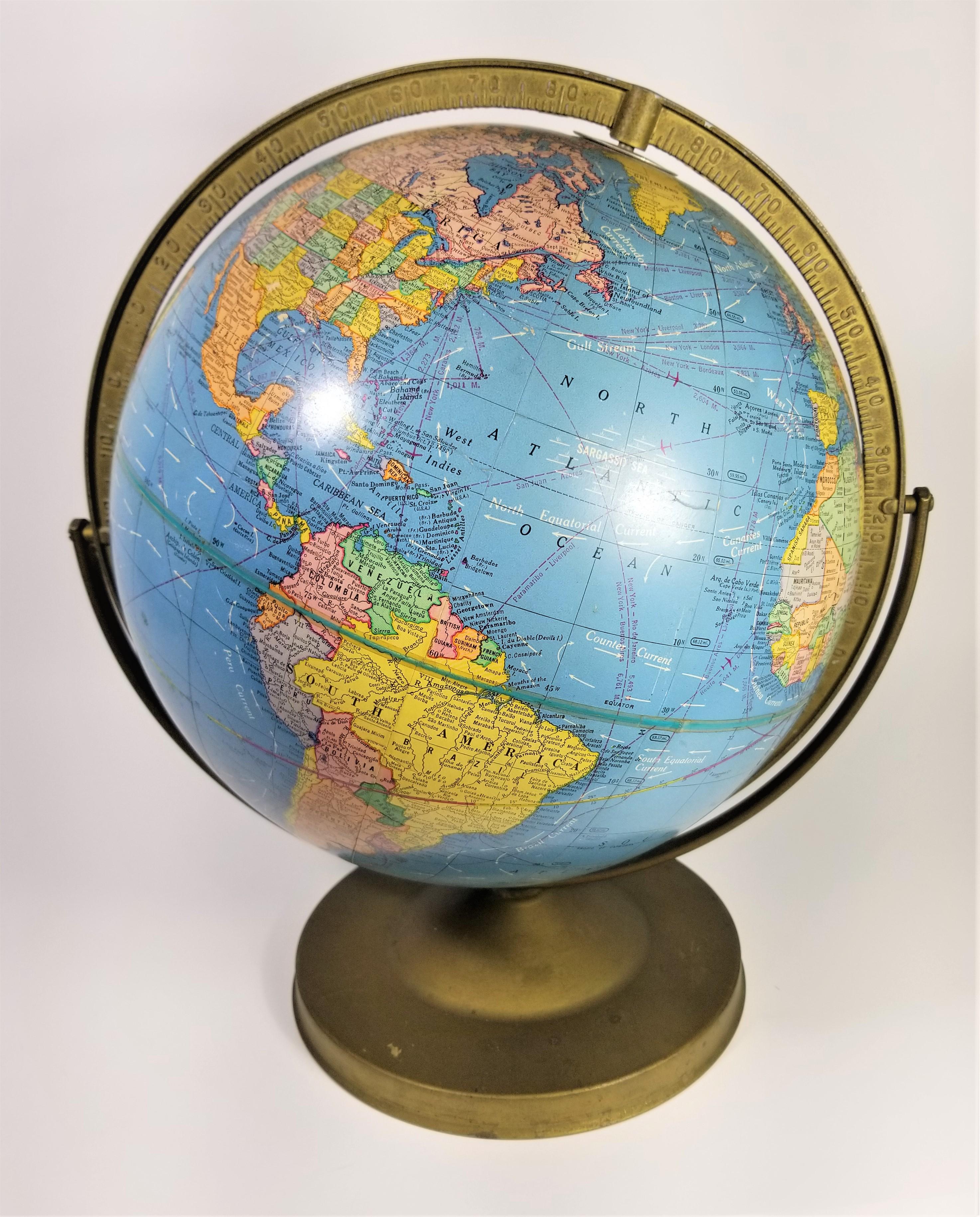 World Globe Cram's Imperial Circa 1950 12 inch For Sale 12