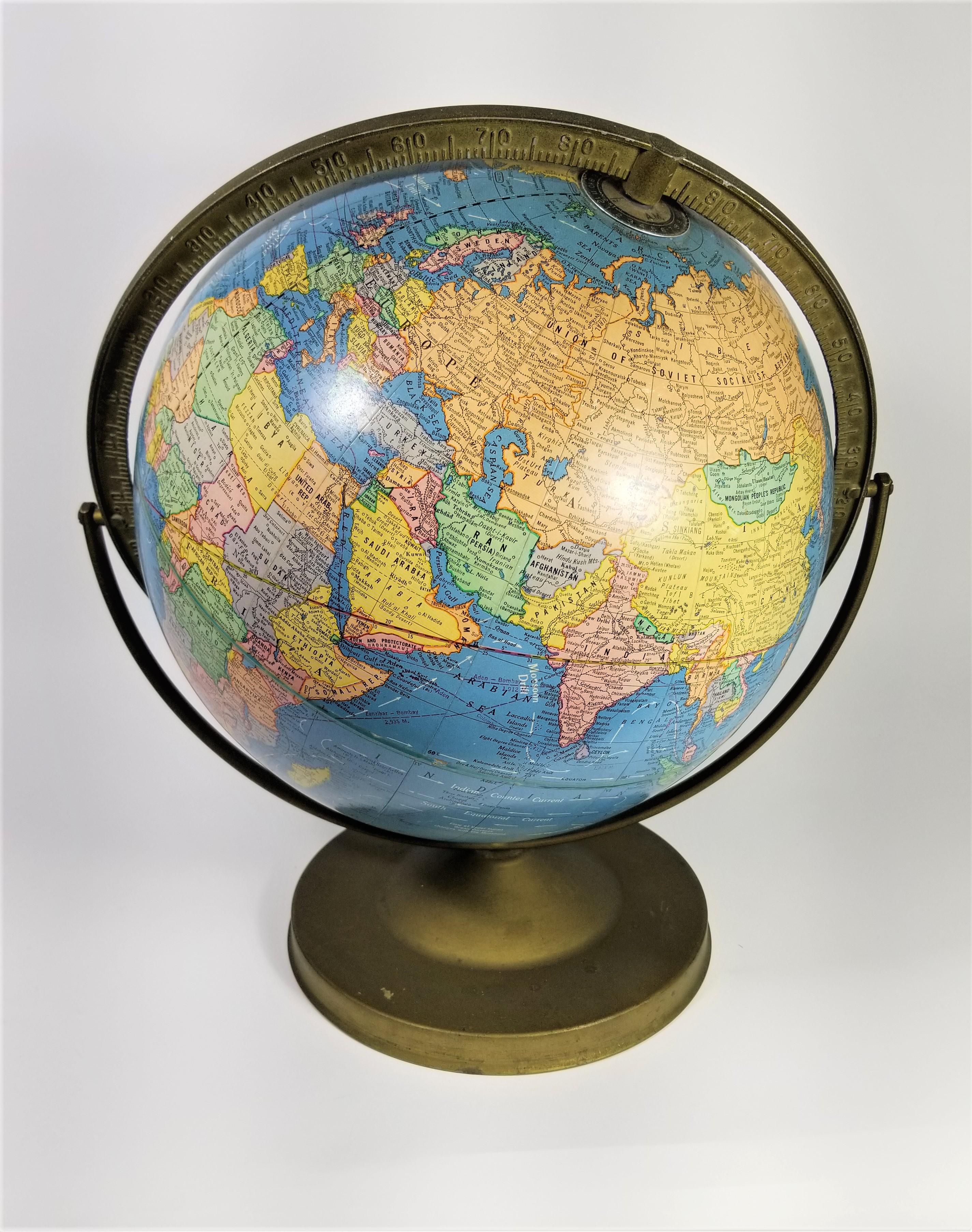 World Globe Cram's Imperial Circa 1950 12 inch im Zustand „Gut“ im Angebot in New York, NY