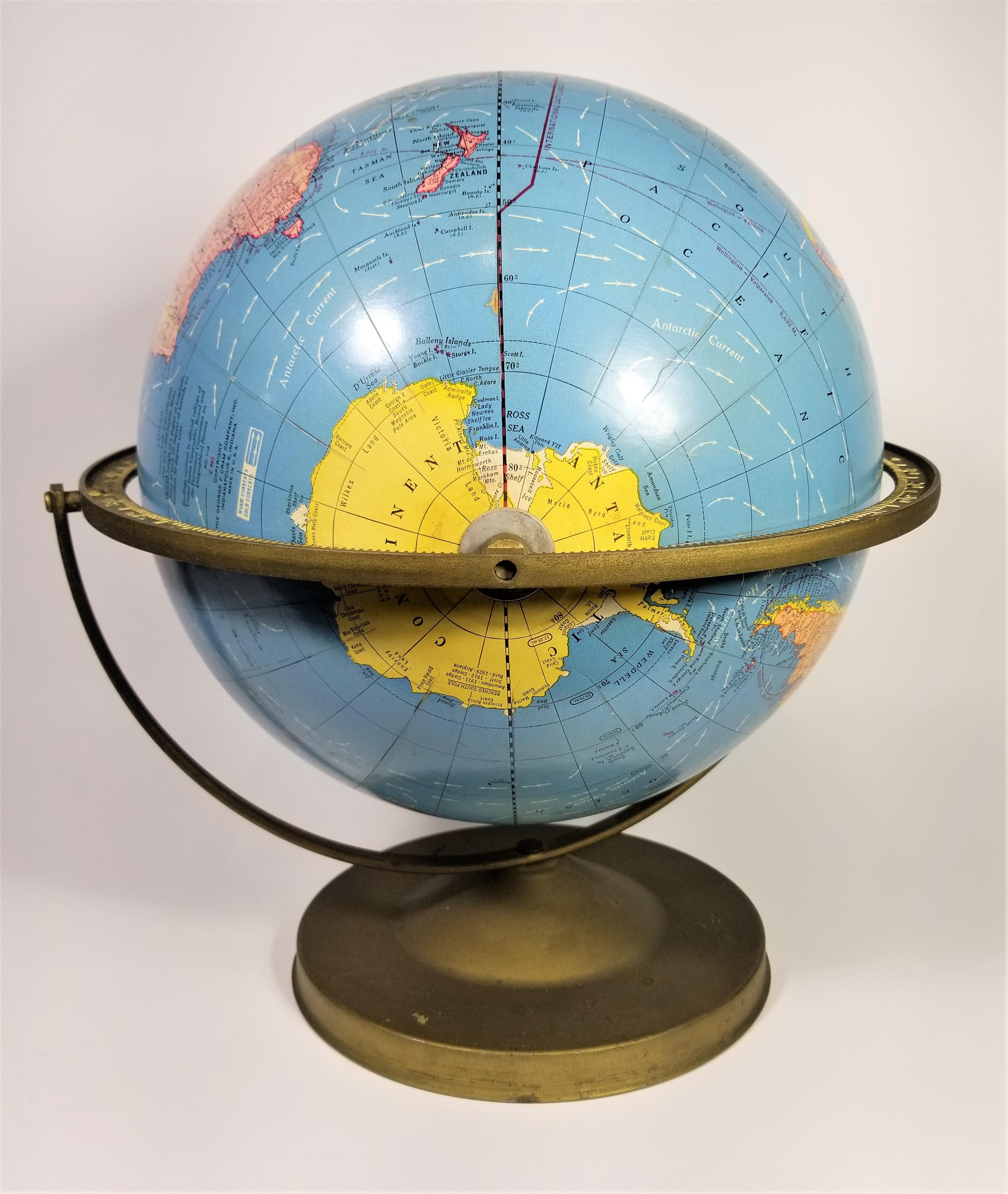 World Globe Cram's Imperial Circa 1950 12 inch In Good Condition For Sale In New York, NY
