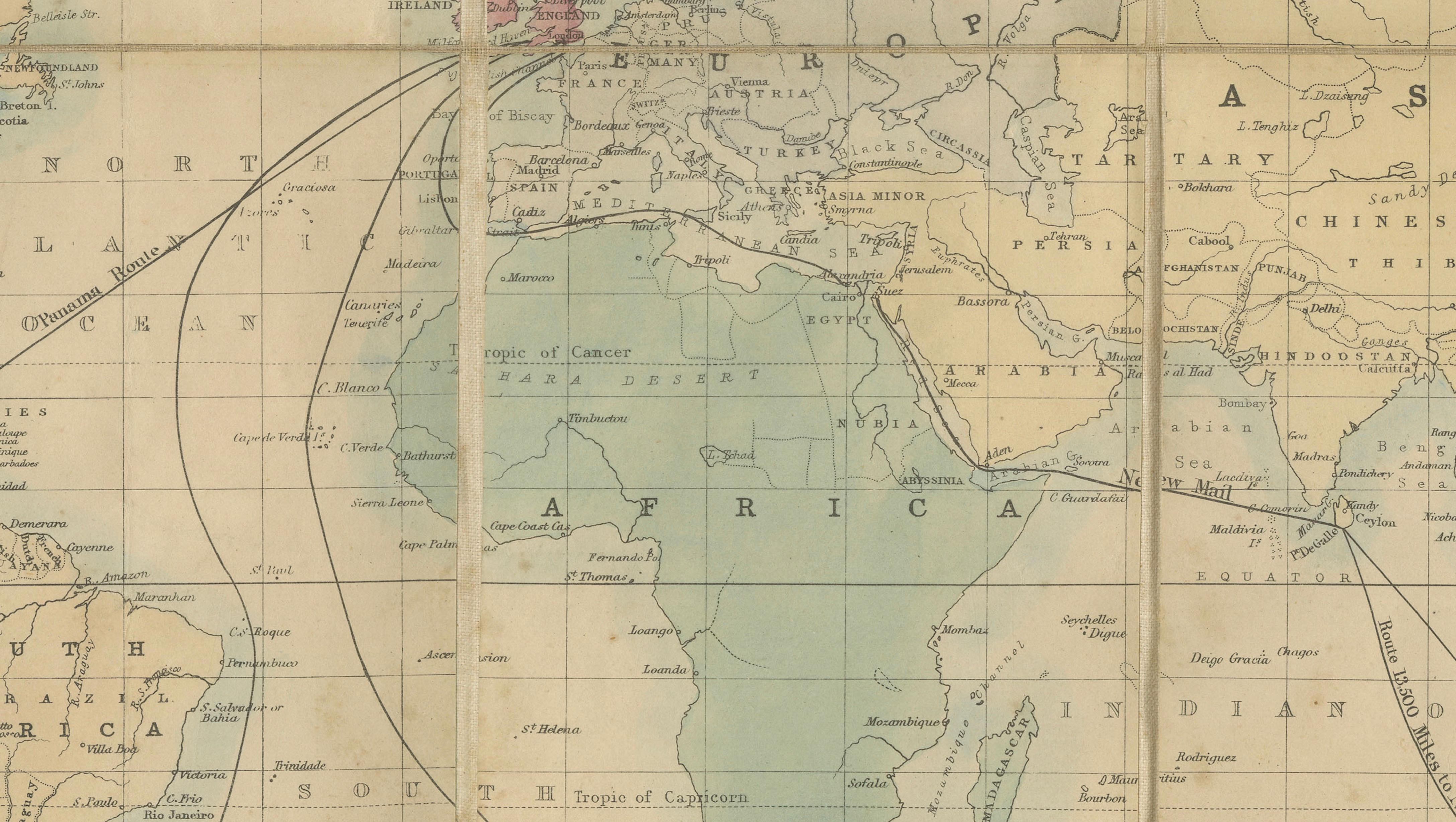 World Mail and Passenger Routes to New Zealand, 1883