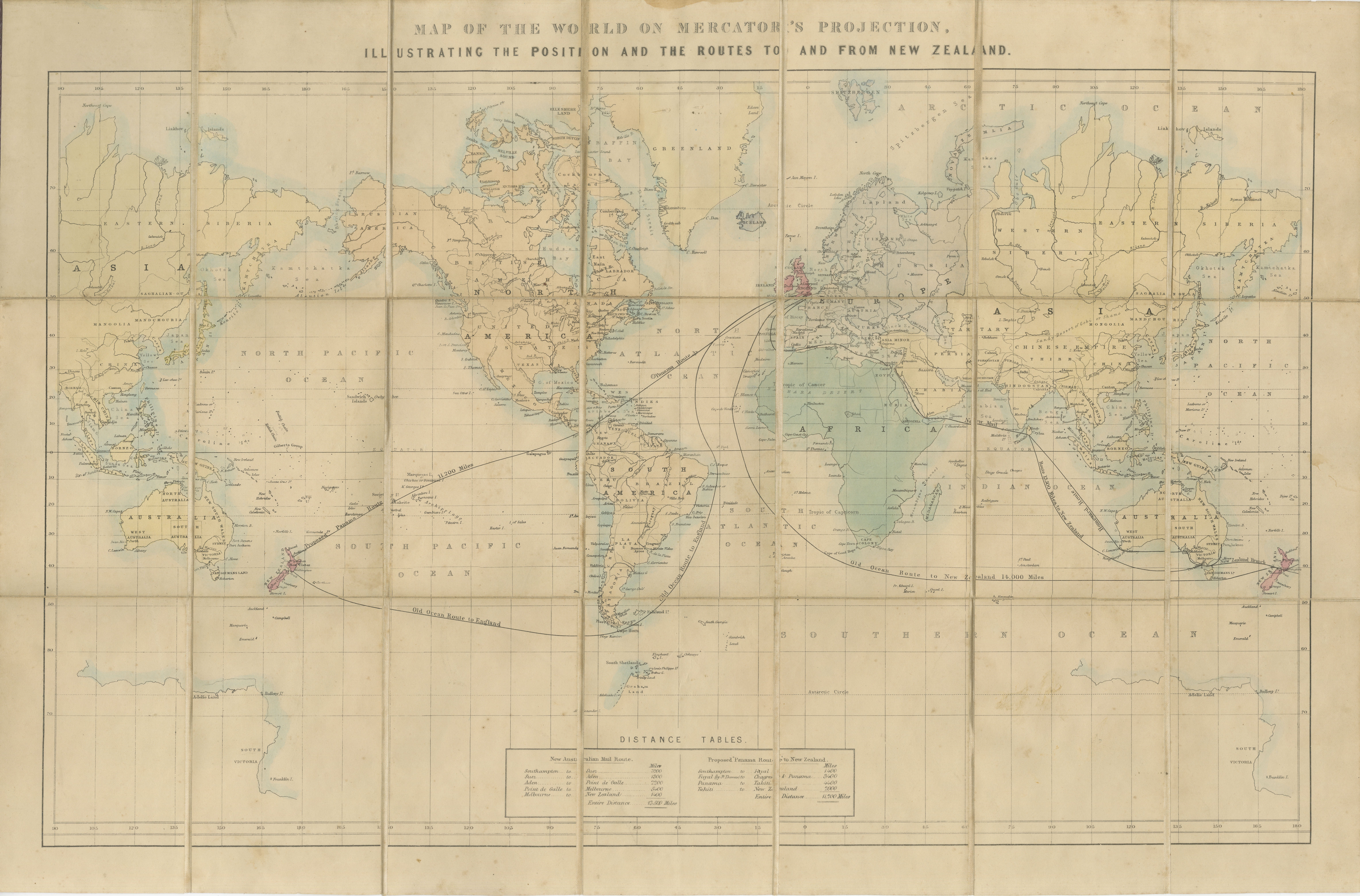 World Mail and Passenger Routes to New Zealand, 1883