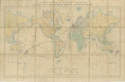 World Mail and Passenger Routes to New Zealand, 1883