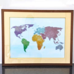 World Map Amethyst Emerald Peridot Aquamarine Rhodolite Citrine Wall Painting