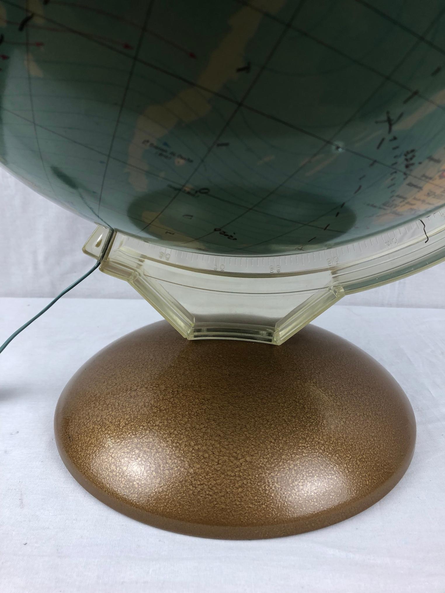 French Mid-Century World Map Globe Table Light or Lamp For Sale