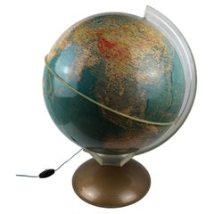 Mid-Century World Map Globe Table Light or Lamp