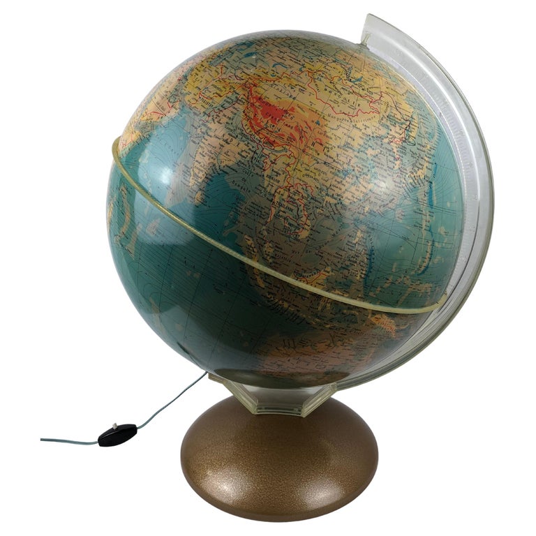 MidCentury World Map Globe Table Light or Lamp For Sale at 1stDibs