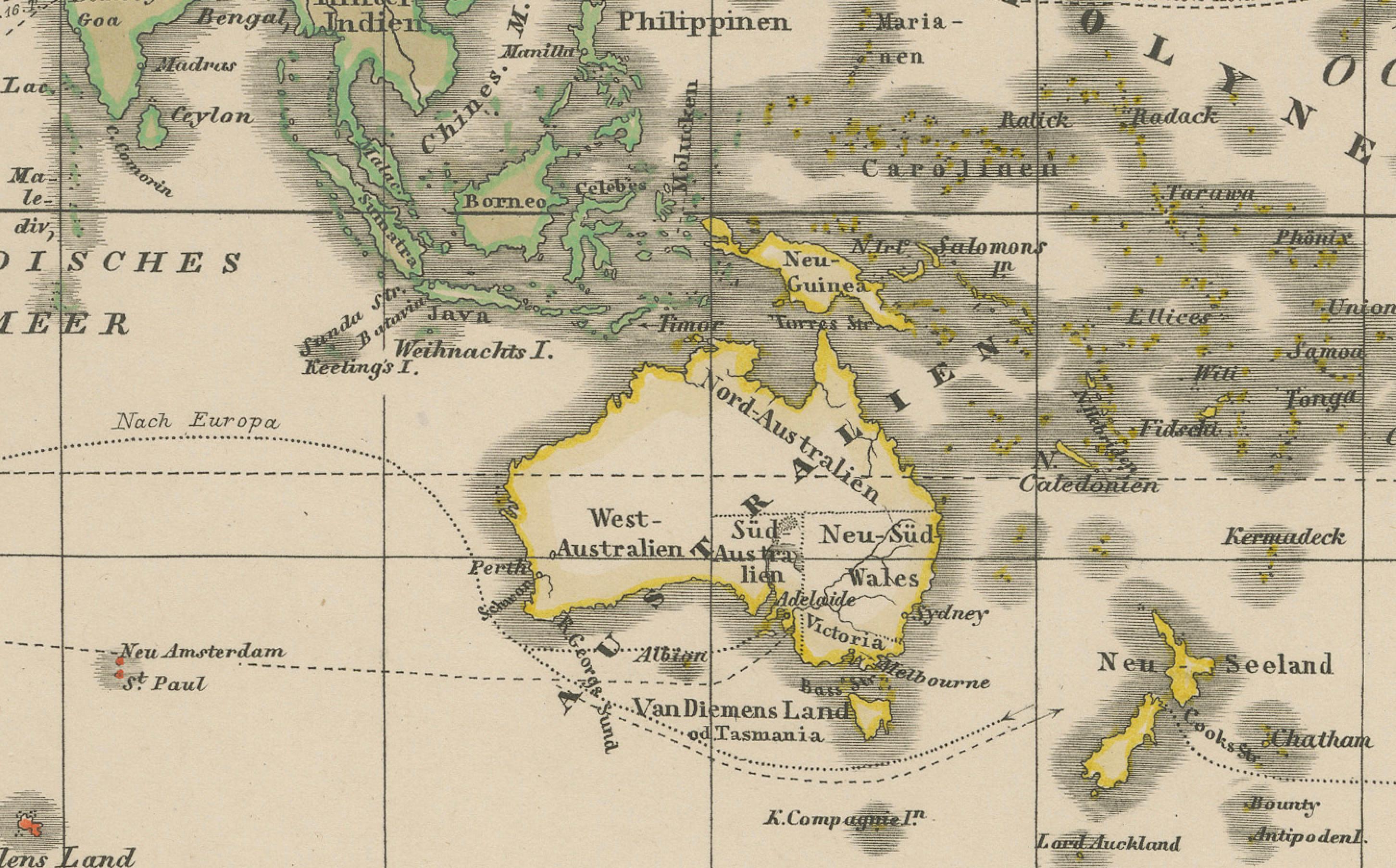Paper World Map – Mercator Projection with Global Sea Routes, Published in 1857 For Sale