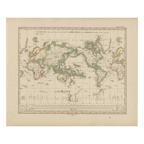 World Map – Mercator Projection with Global Sea Routes, Published in 1857