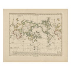 Antique World Map – Mercator Projection with Global Sea Routes, Published in 1857