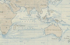 World Map of Ocean Currents by A.K. Johnston, Educational Print 1852