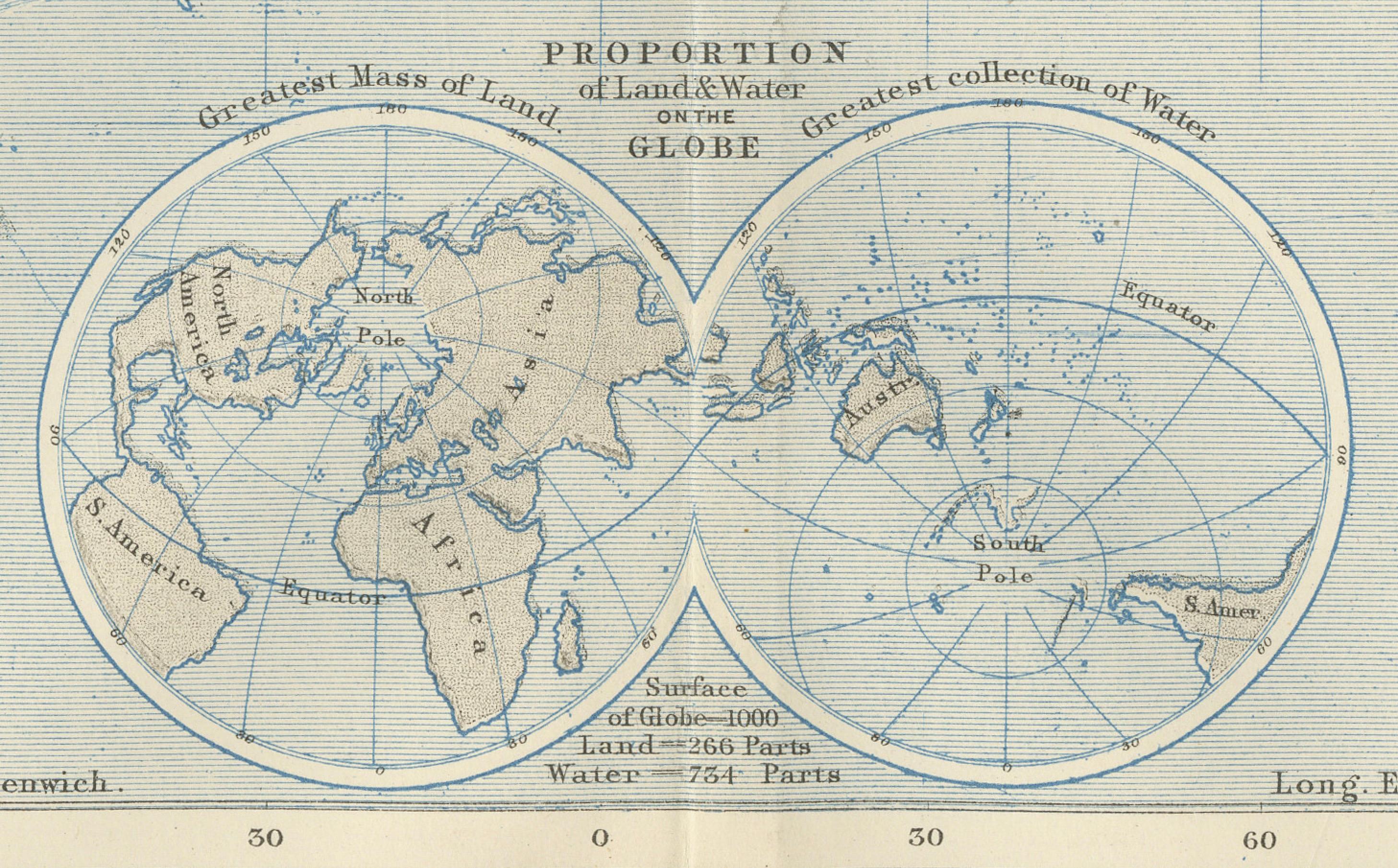 Paper World Map of Ocean Currents by A.K. Johnston, Educational Print 1852 For Sale