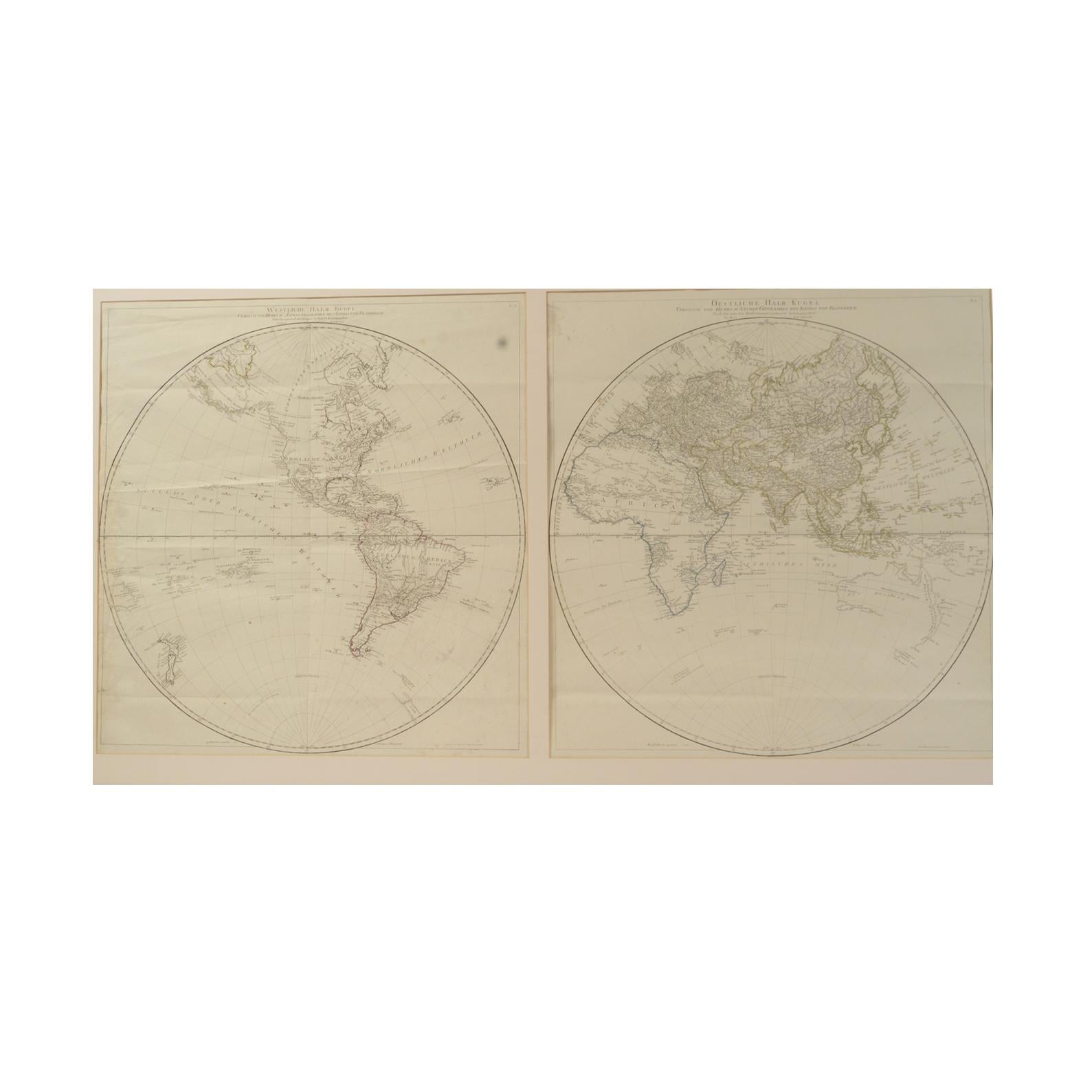 Austrian Antique World Map Published in Vienna 1786 by Franz Anton Schraembl